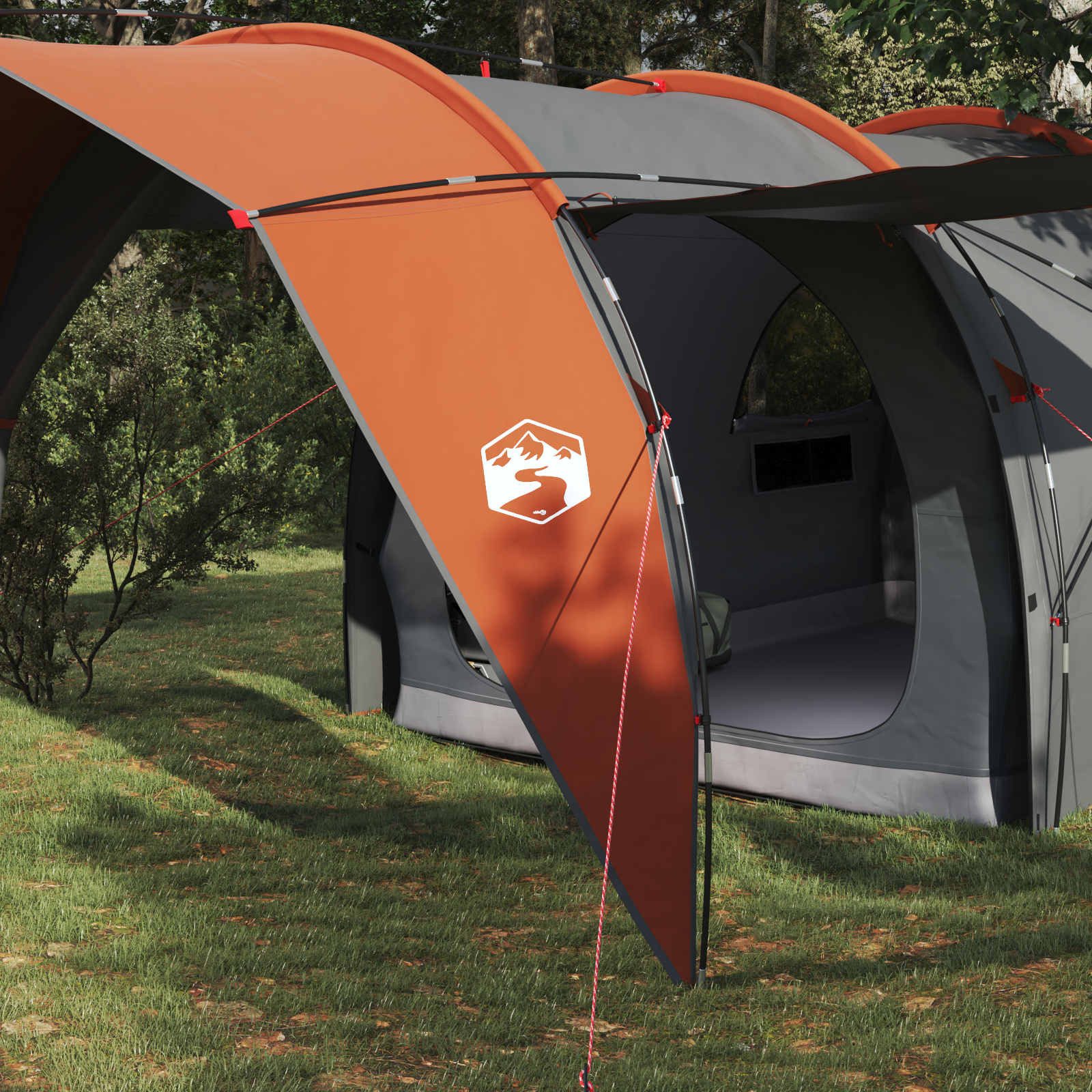 vidaXL Tunnelzelt Tunnelzelt Grau und Orange 562 x 265 x 216 cm, (1 tlg)