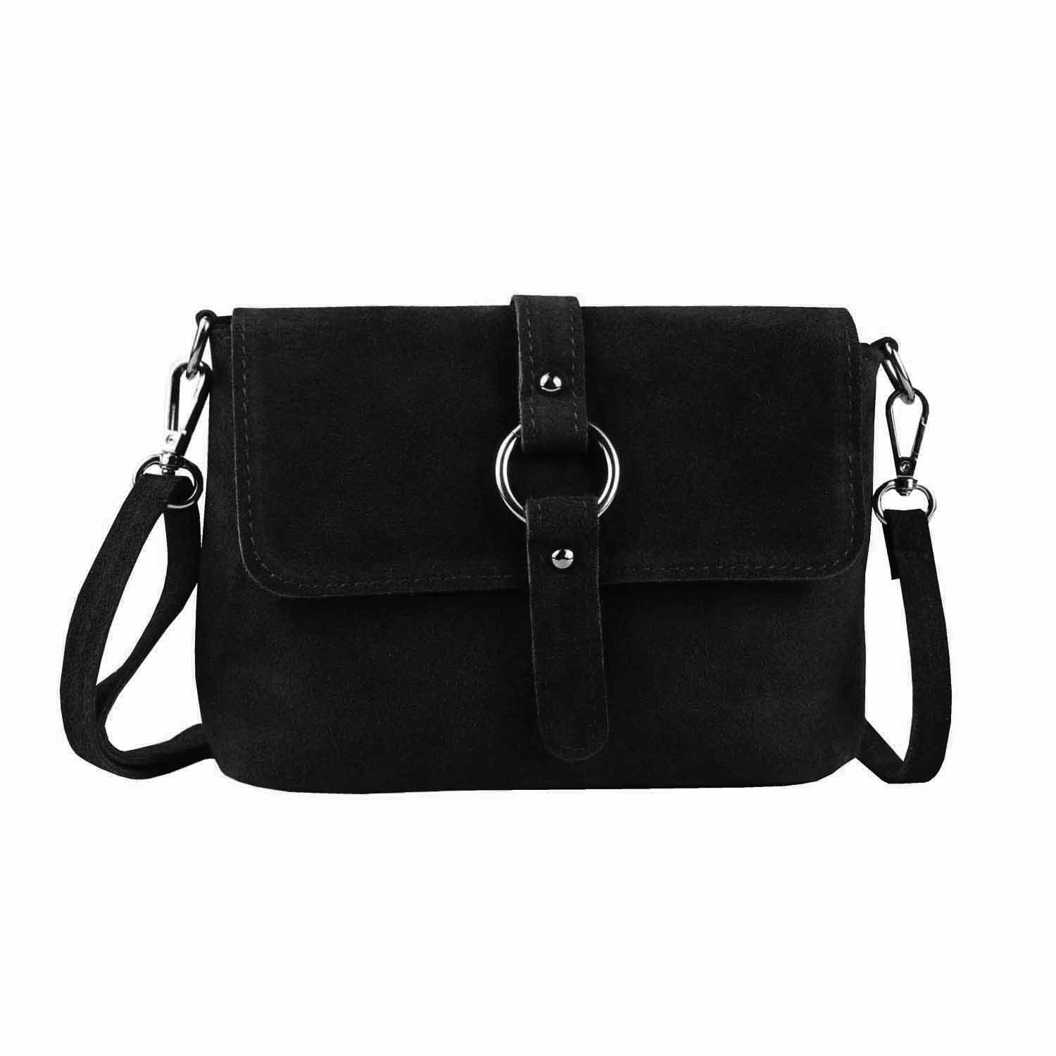 ITALYSHOP24 Schultertasche Made in Italy Damen Leder Tasche Umhängetasche Handtasche CrossOver, Schultertasche CrossBody Wildleder Abendtasche Echtleder Messenger