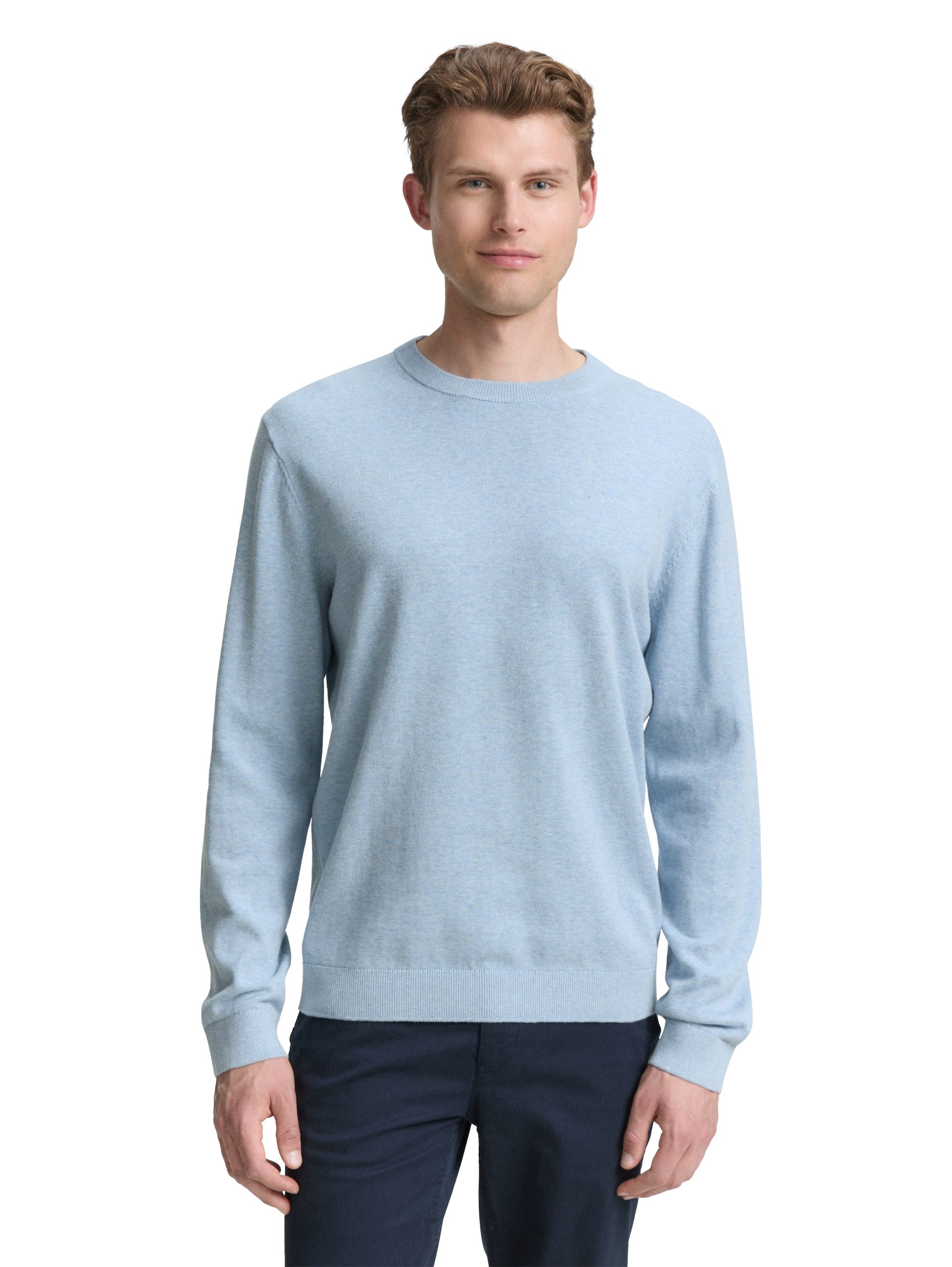 TOM TAILOR Rundhalspullover mit Logostickerei günstig online kaufen