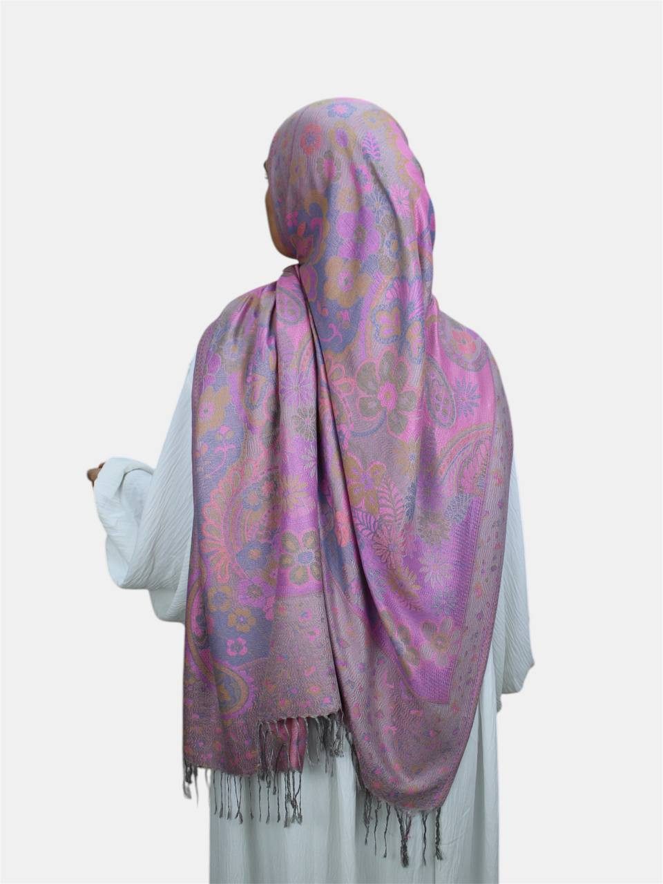 Aymasal Kopftuch Flower Pashmina Muster Хиджаб Kopftuch Schal Fransentuch Hidschab Islam, Hochwertige Viskose, Blumendesign