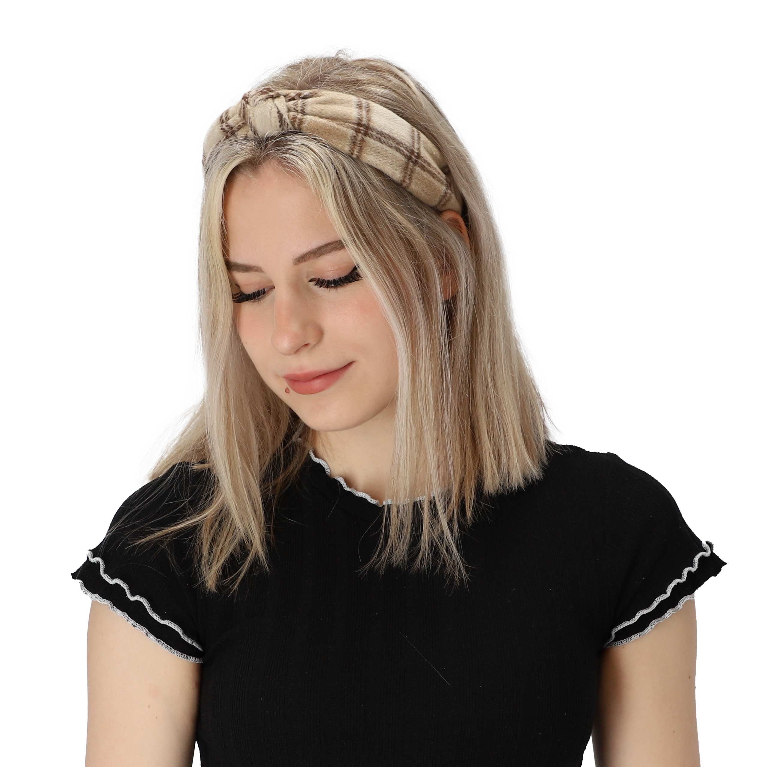 Accessoires Haarband Haarband halsüberkopf Karo, Haarband modisches beige 1-tlg.,