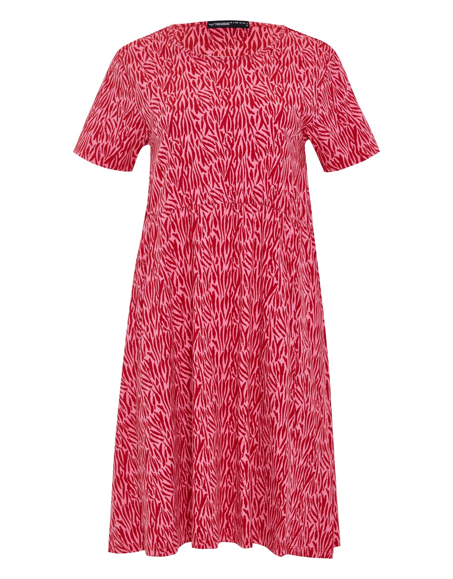 Sommerkleid Threadbare Pink Zebra Pockets Minogue THB Dress with Short