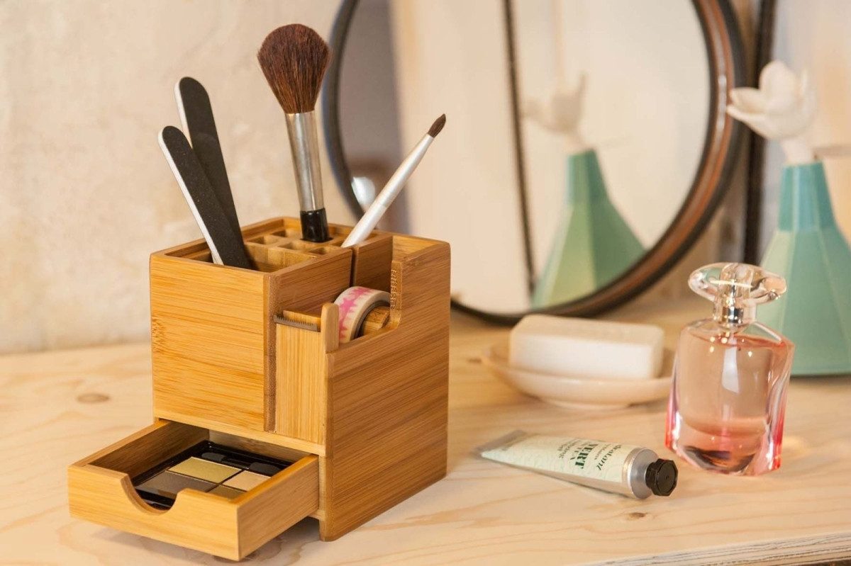 WEDO Tischaufsatz Tischorganizer Bambus incl. Klebebandabroller braun