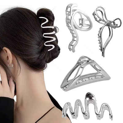 HYTIREBY Haarklemme Große Haarklammern Silber Haarklammer Metall Haarspangen, Für Frauen Und Mädchen Dickes Haar-Accessoires (4 Stück)