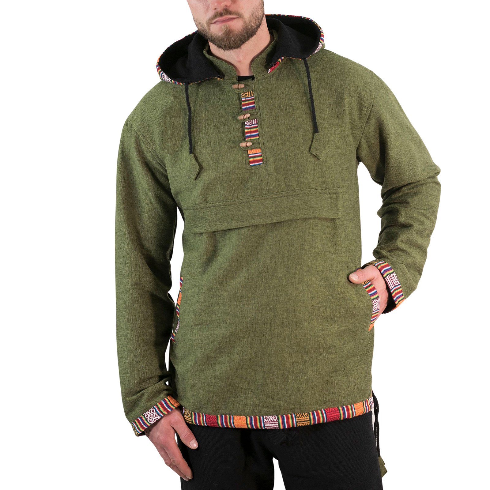 Sweatponcho Baja Hoodie Kapuzenpullover mit Fleecefutter und abnehmbarer Kapuze