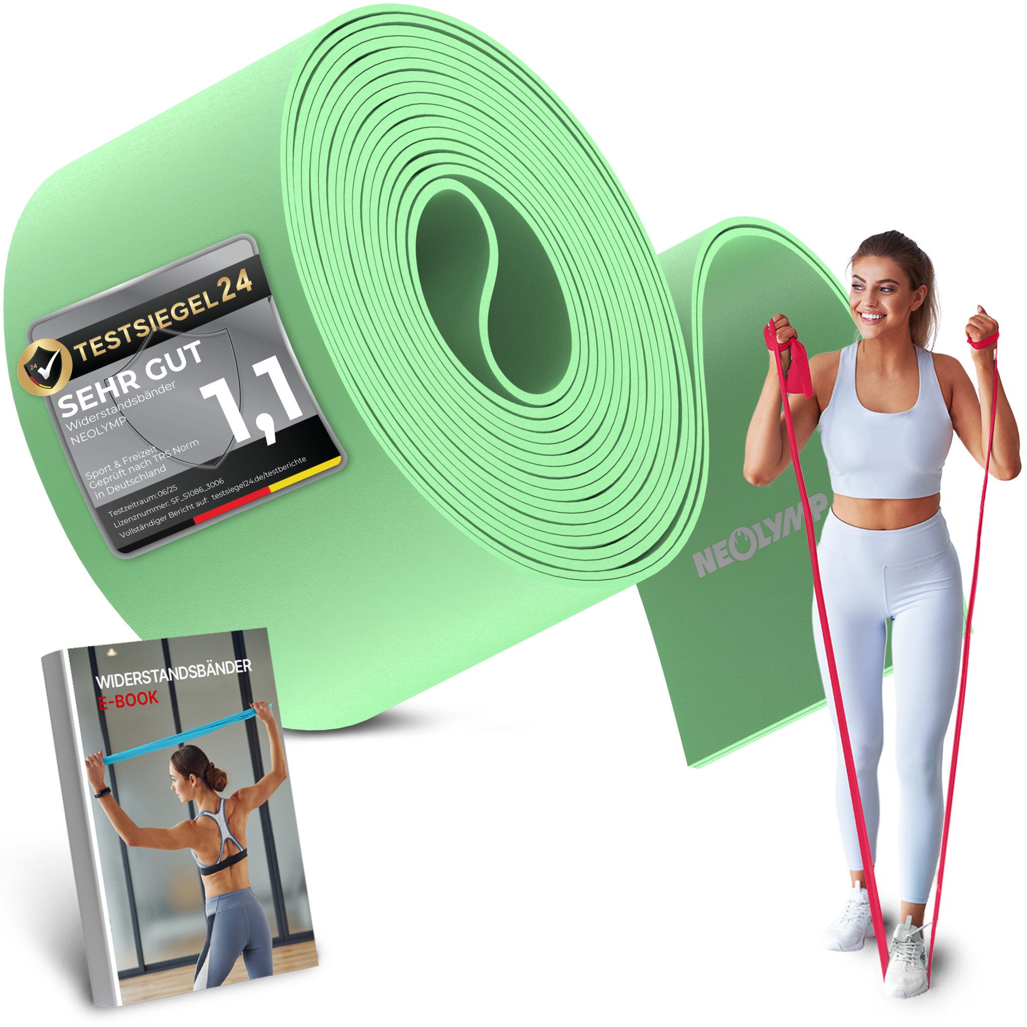 NEOLYMP Physiobänder Widerstandsbänder 15 cm breit - reißfeste Фитнес-группы aus TPE, Flossing Band - elastische Resistance Bands für Krafttraining, Physio