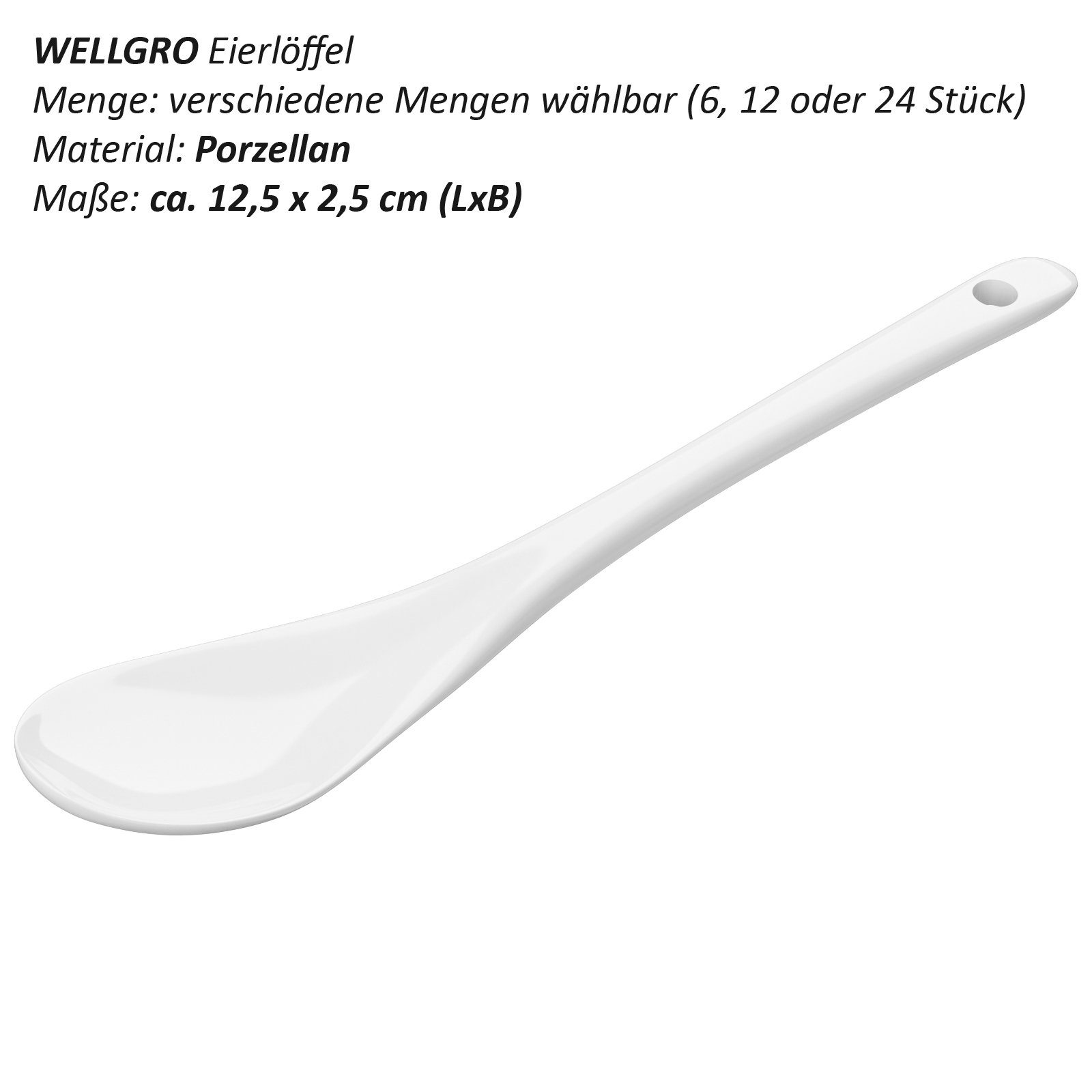 Wellgro Esslöffel Eierlöffel Porzellan (6 Stück) – Bild 2 von 5
