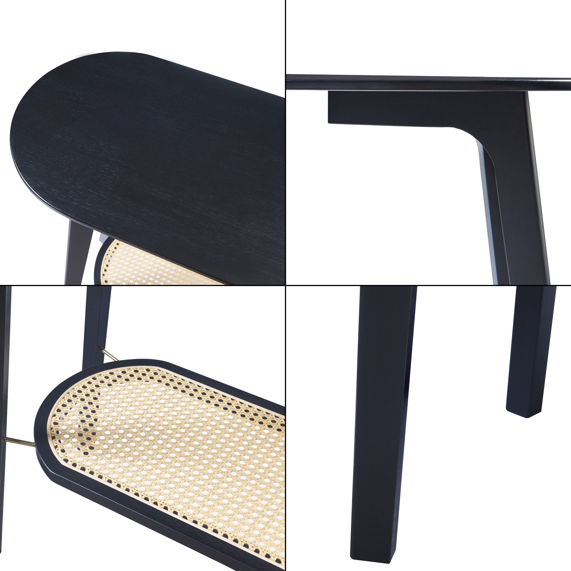 en.casa Konsolentisch, »Taivalkoski« Bambus 100x35x80 cm Schwarz / Rattanoptik