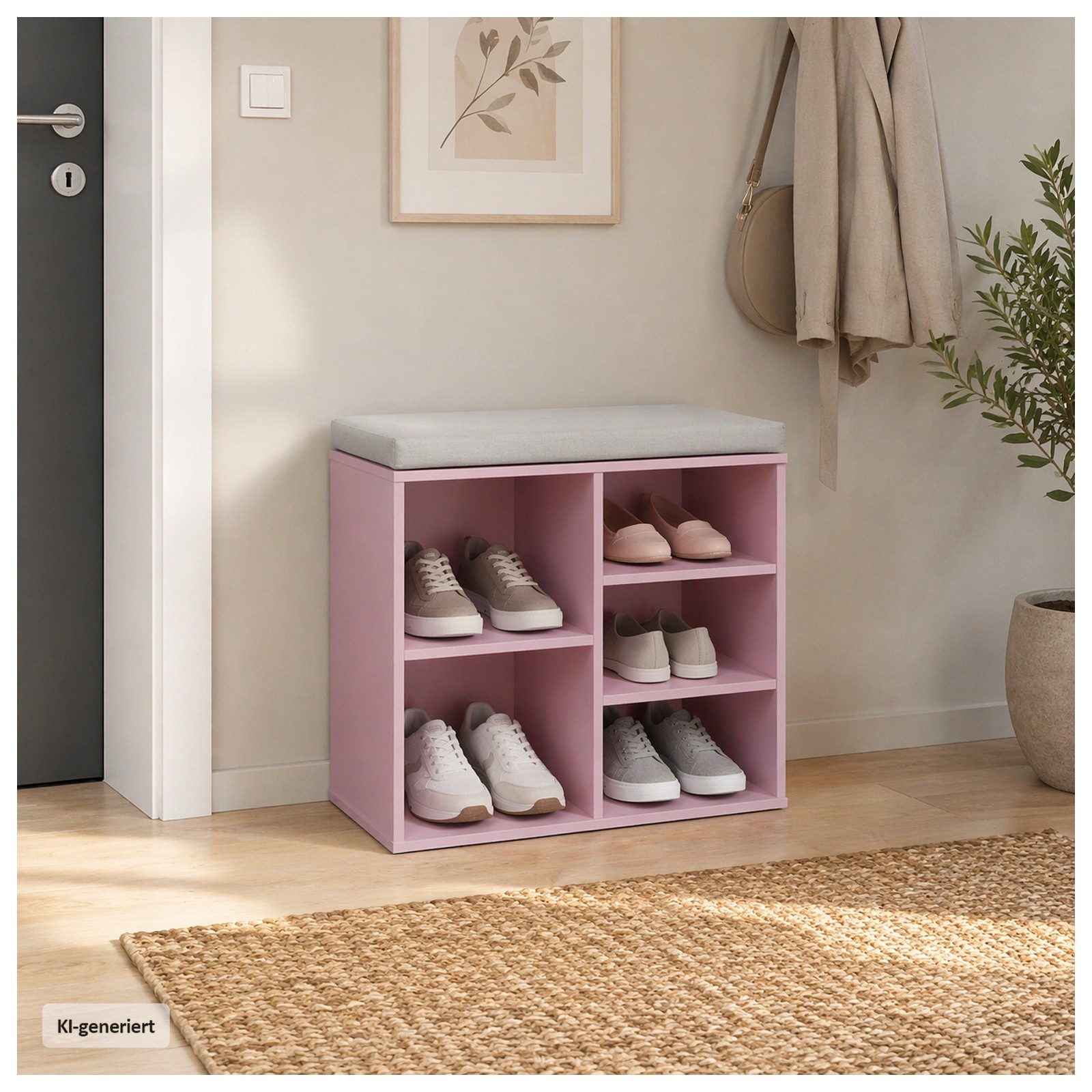 HTI-Living Schuhregal Schuhbank Katja 5 Regalfächer Rosa, Stück 1-tlg.
