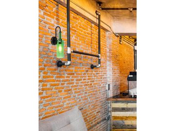 meineWunschleuchte LED Wandleuchte, Leuchtmittel stufenweise über Wandschalter dimmbar, LED wechselbar, warmweiß, innen ausgefallen-e Flaschen-lampe für Treppenhaus & Bett Grün, H 35cm