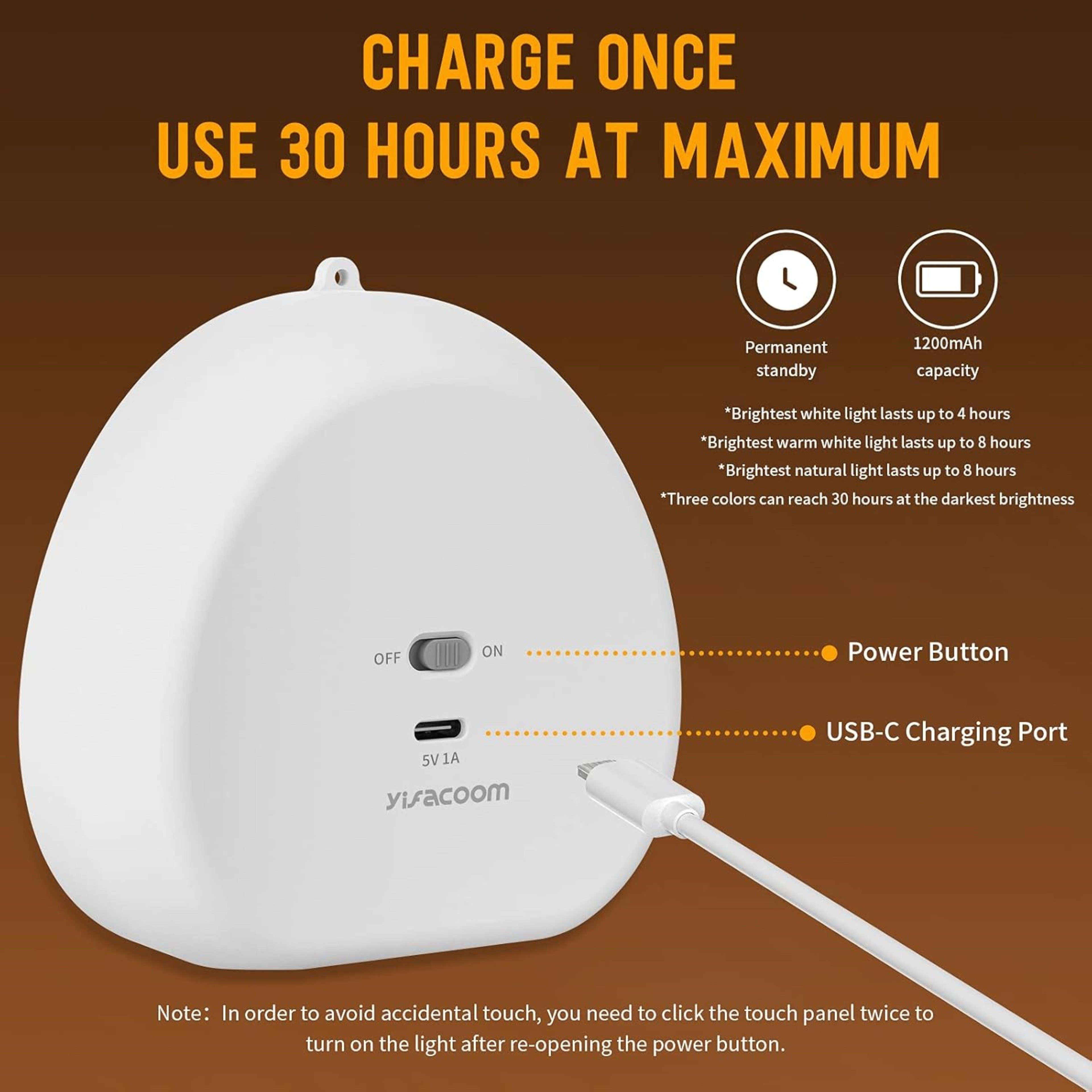 LA CUTE LED Nachtlicht Yifacoom Nachtlicht für Kinder, LED integriert, nicht austauschbar, Warmweiß, Kaltweiß, Neutralweiß, RGB, Touch-Steuerung & RGB-Farbwechsel mit Akku