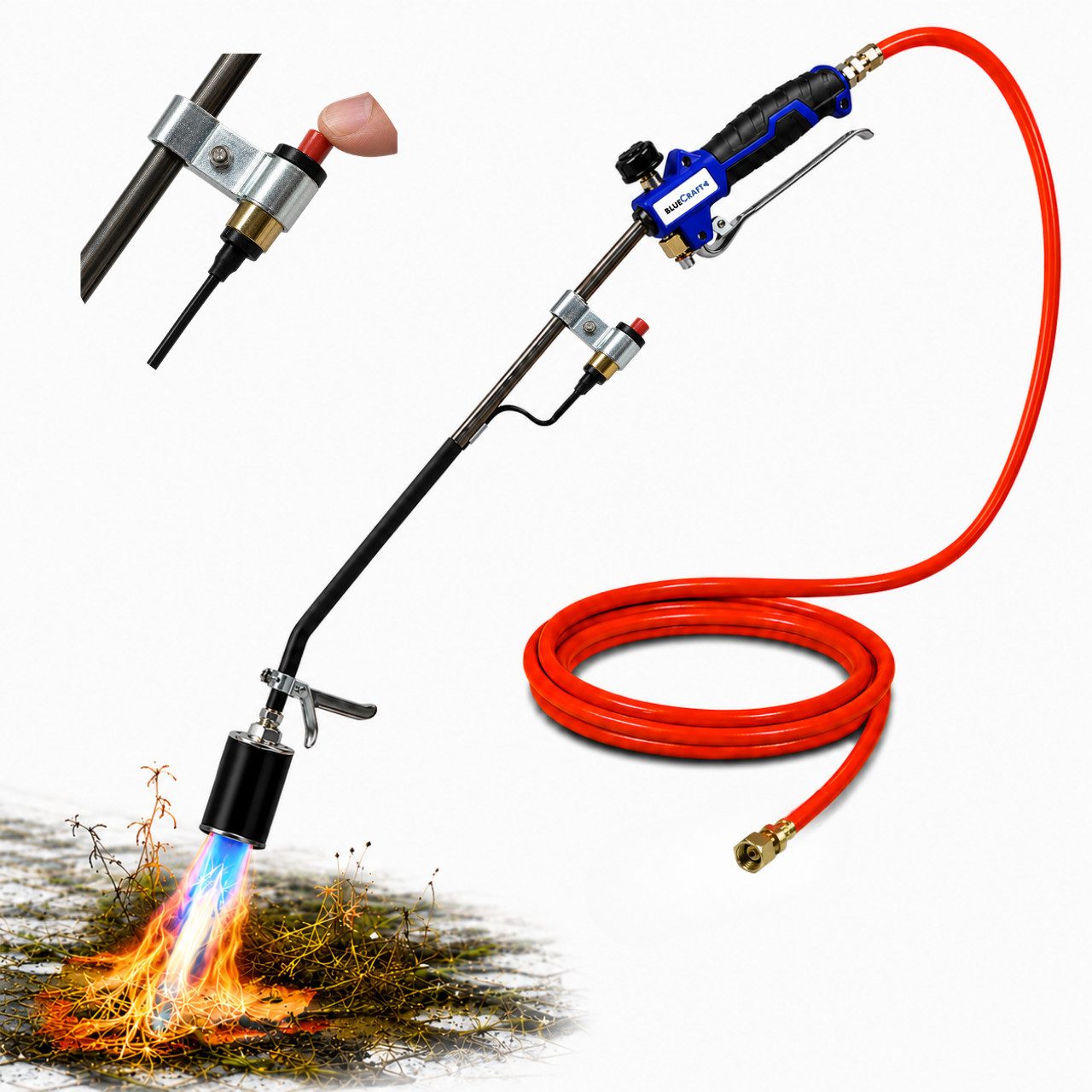 BlueCraft Unkrautbrenner SETS Abflammgerät Unkraut Gasbrenner Unkrautvernichter, (für Teerarbeiten, Unkrautbeseitigung), Gas 69 kW