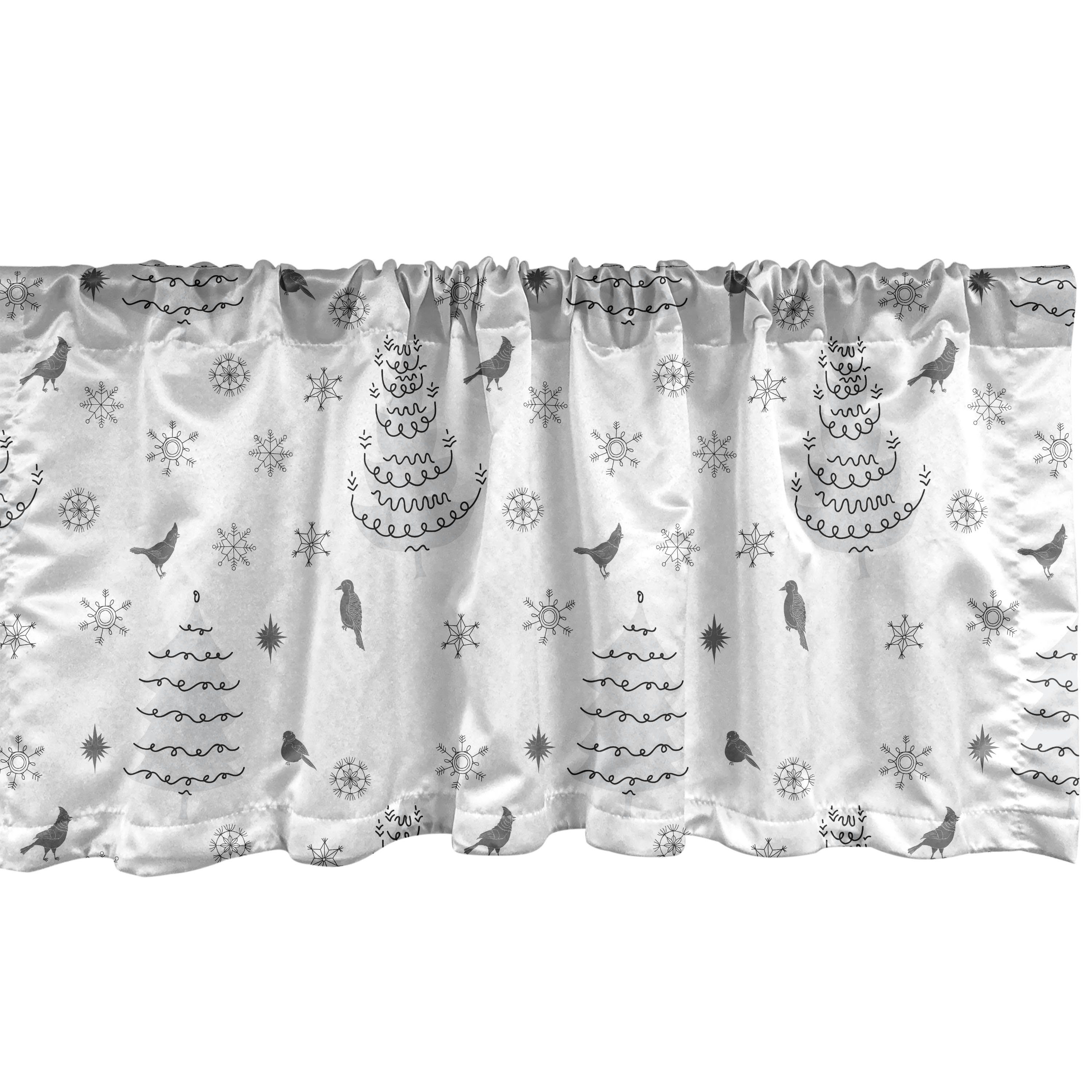 Scheibengardine Vorhang Volant für Küche Schlafzimmer Dekor mit Stangentasche, Abakuhaus, Microfaser, Weihnachten Winter-Bäume Schneeflocken