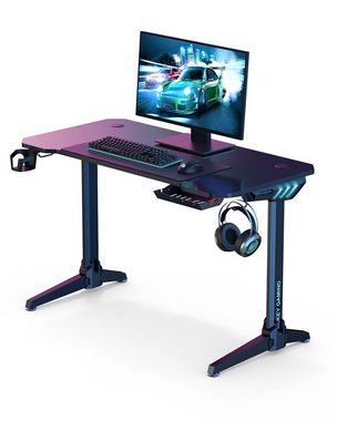 AUKEY Computertisch, Gaming Schreibtisch RGB Beleuchtung mit Getränkehalter