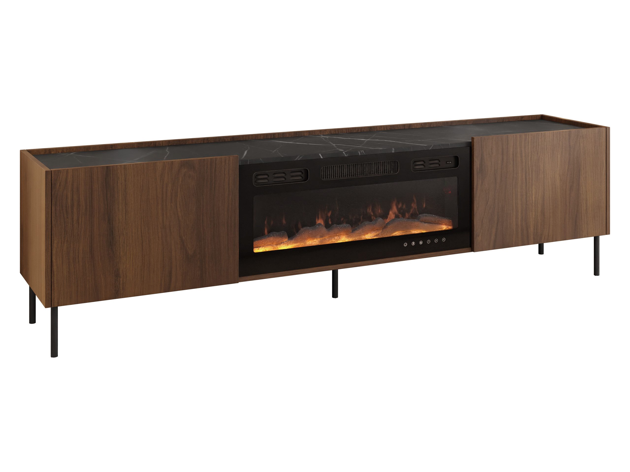 MIRJAN24 TV-Schrank Tewos 200 K mit Kamin (mit zwei Drehtüren) 200x37x55 cm, Heizfunktion