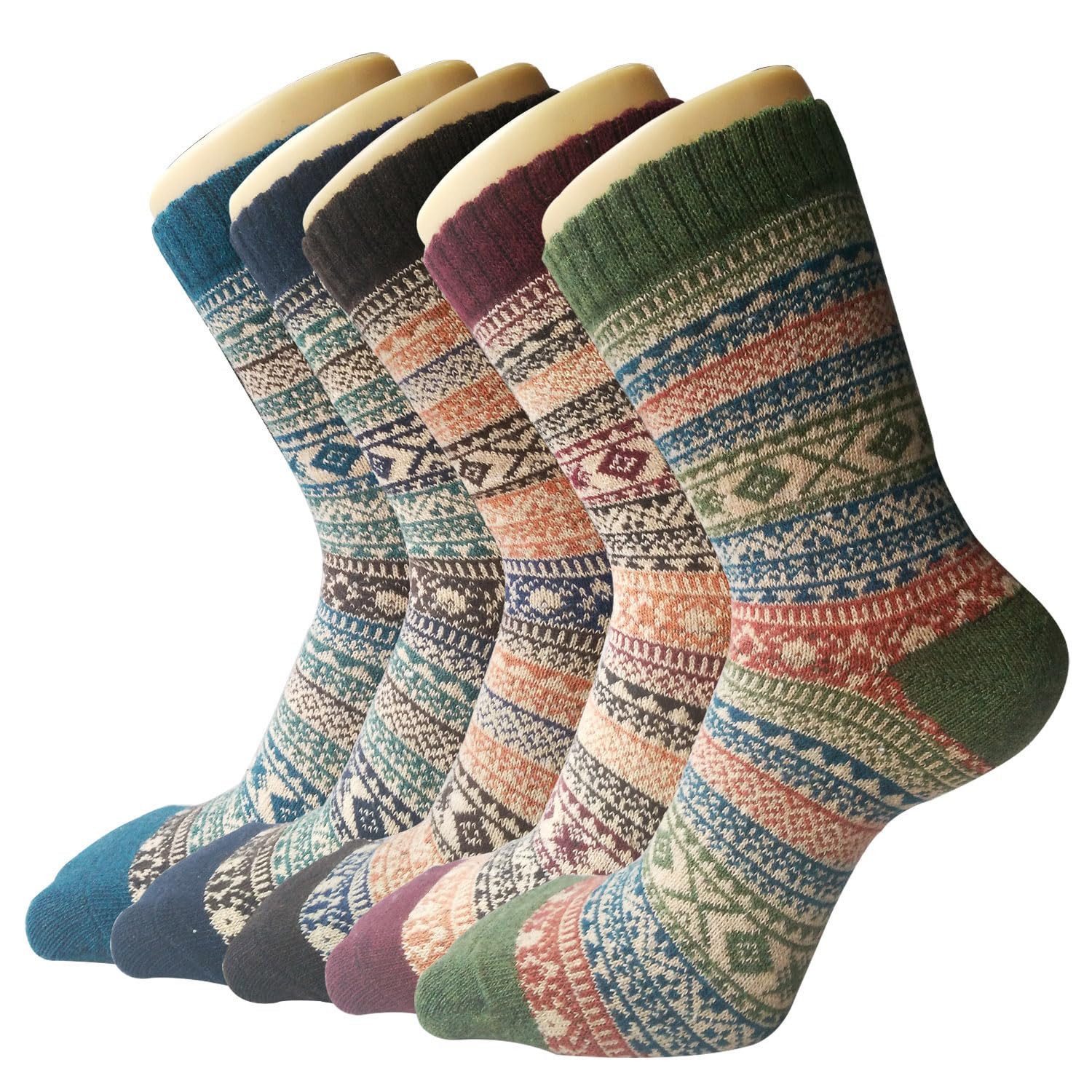 FOUORTUNATE-BEE Socken 5 Paar Damen-Winterstrümpfe mit Vintage-Design (5-Paar) Kuschelige Socken für warme Füße in der kalten Jahreszeit