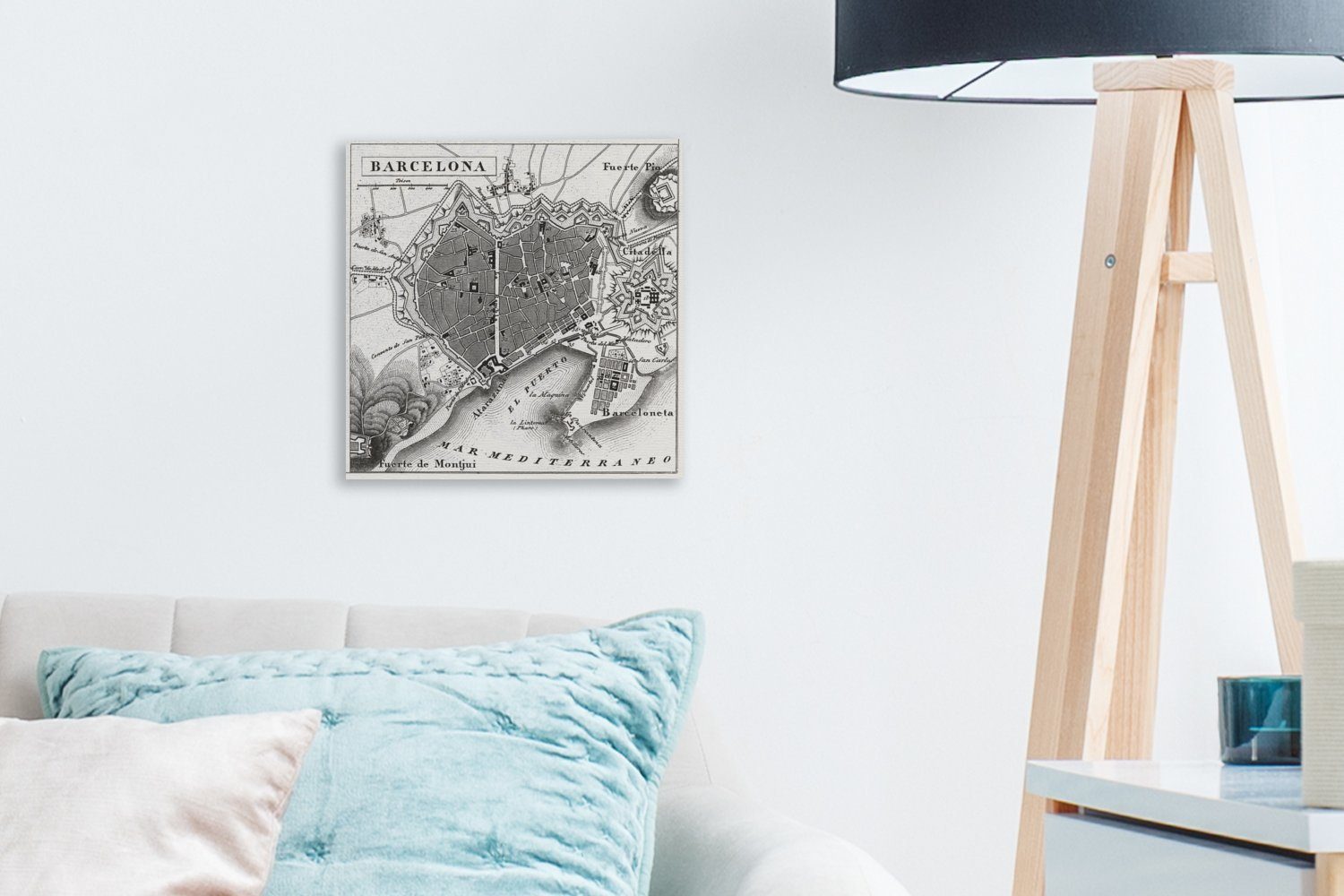 Leinwandbild OneMillionCanvasses® Leinwand St), Eine Bilder für Illustration Wohnzimmer Schlafzimmer von historische (1 Barcelona,