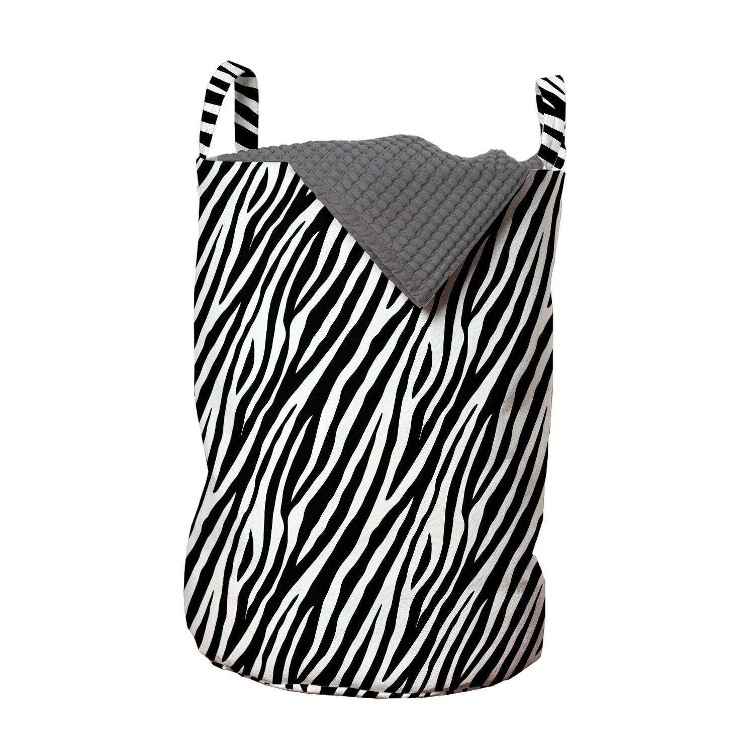 Abakuhaus Wäschesäckchen Wäschekorb mit Griffen Kordelzugverschluss für Waschsalons, Zebra-Druck Savage Tierhaut Deco