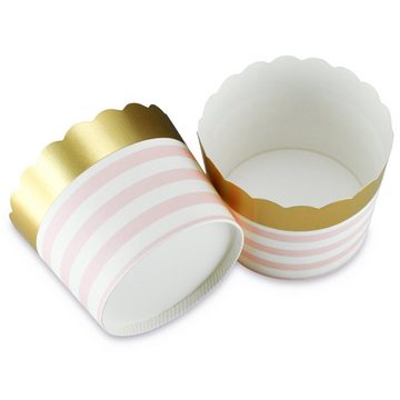 Frau WUNDERVoll Muffinform 25 Muffin Backformen, gold rosa Streifen, Durchmesser 6,1 cm / Muffinb, (25-tlg)