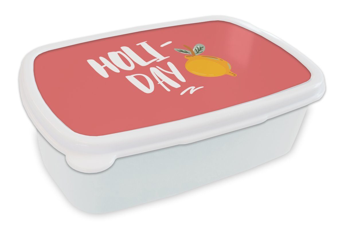 MuchoWow Lunchbox Sommer - Obst - Zitrone, Kunststoff, (2-tlg), Brotbox für Kinder und Erwachsene, Brotdose, für Jungs und Mädchen weiß