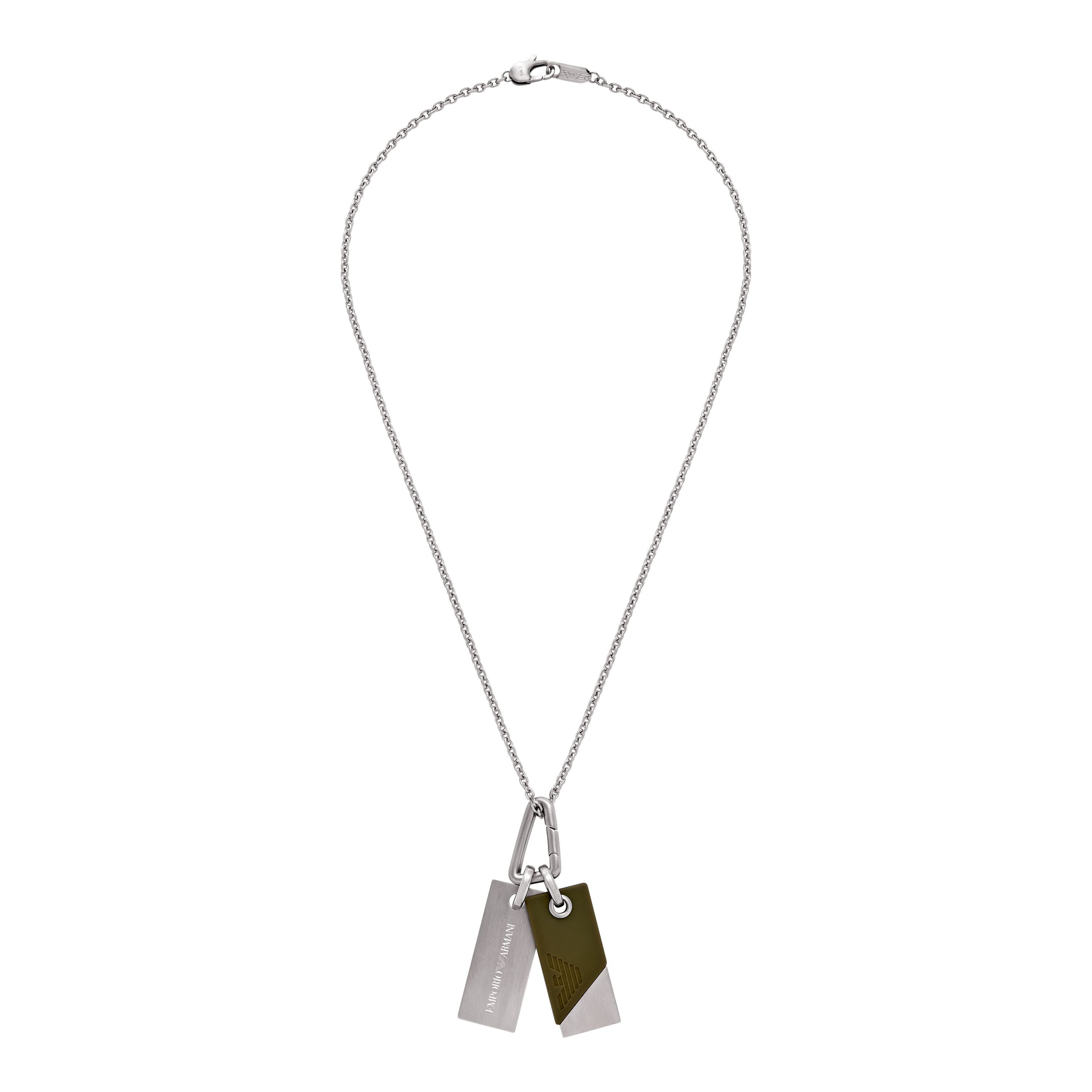 Emporio Armani Kette mit Anhänger Schmuck Geschenk Edelstahl Silikon Armschmuck (Set, 3-tlg)