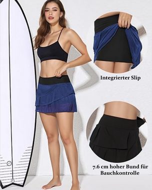 B.X Strandkleid Solider Damen-Schwimmrock mit integriertem Slip Unterteil mit mehrlagigem Bund und Rüschen Baderock Boxer-Badehose