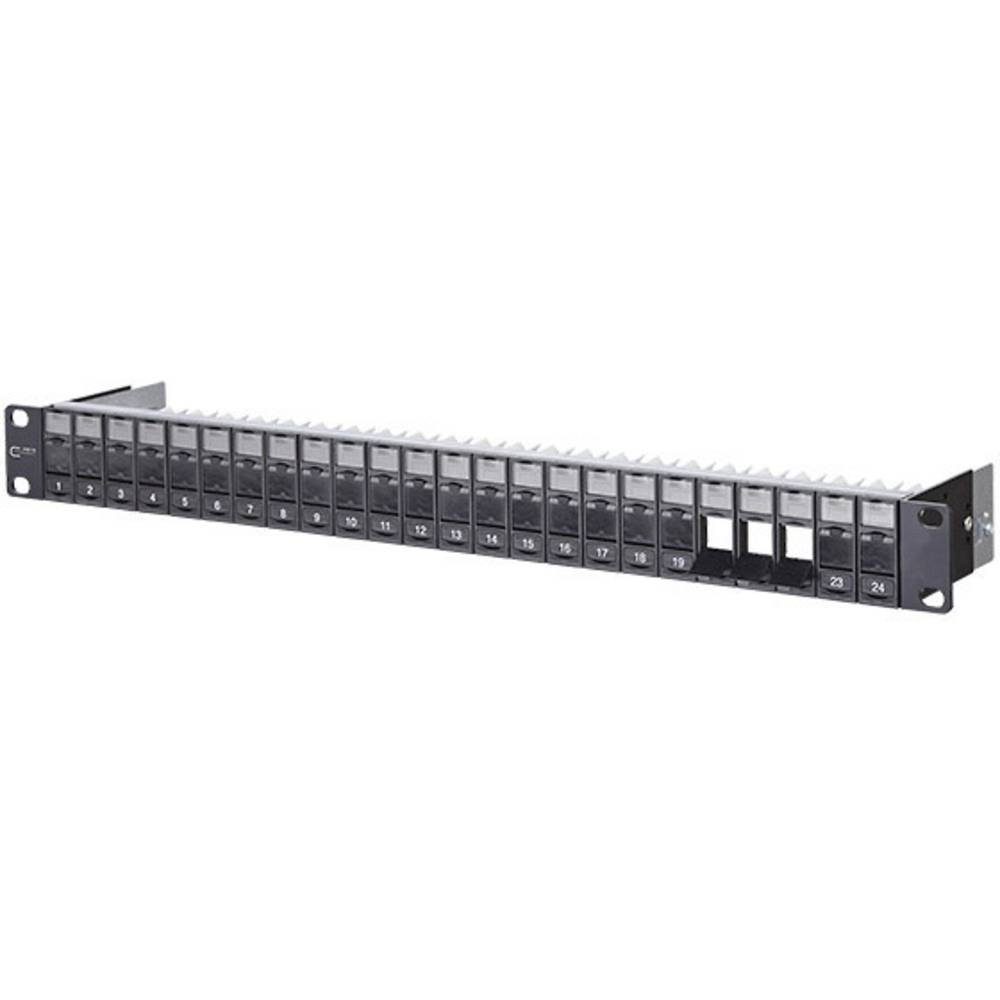 Modul 19″ Modulträger 1HE 24 Por unbestückt, Netzwerk-Patch-Panel