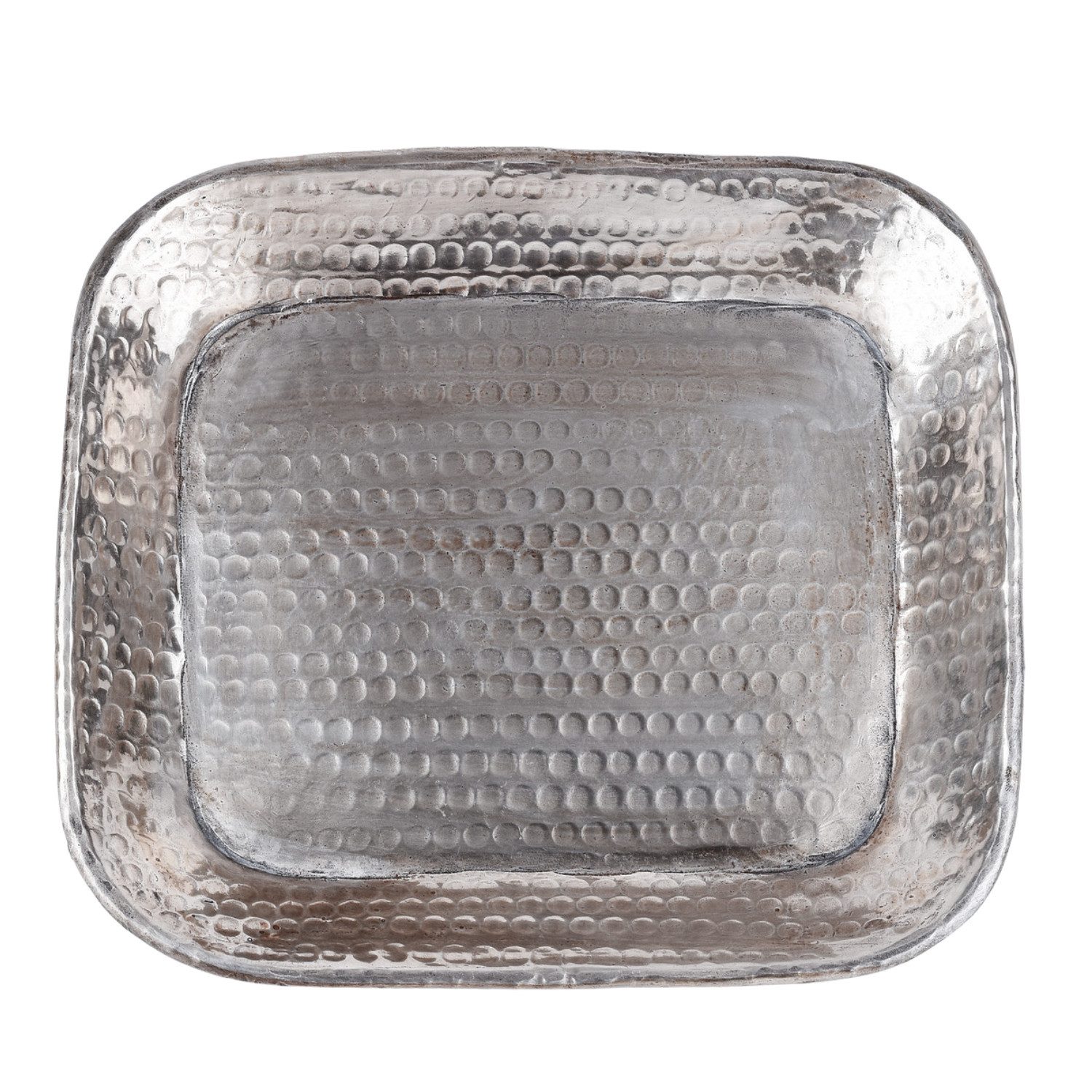 Marrakesch Orient & Mediterran Interior Dekotablett Tablett Kerzentablett Skandinavisch Lesha Silber 21cm Eckig (1 St), Handarbeit