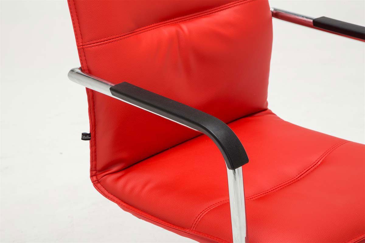 Besucherstuhl Esszimmerstuhl Kunstleder hochwertig Sitzfläche Sean Konferenzstuhl Sitzfläche: rot TPFLiving chrom Gestell: - - mit Wohnzimmerstuhl), - - Metall gepolsterter (Küchenstuhl