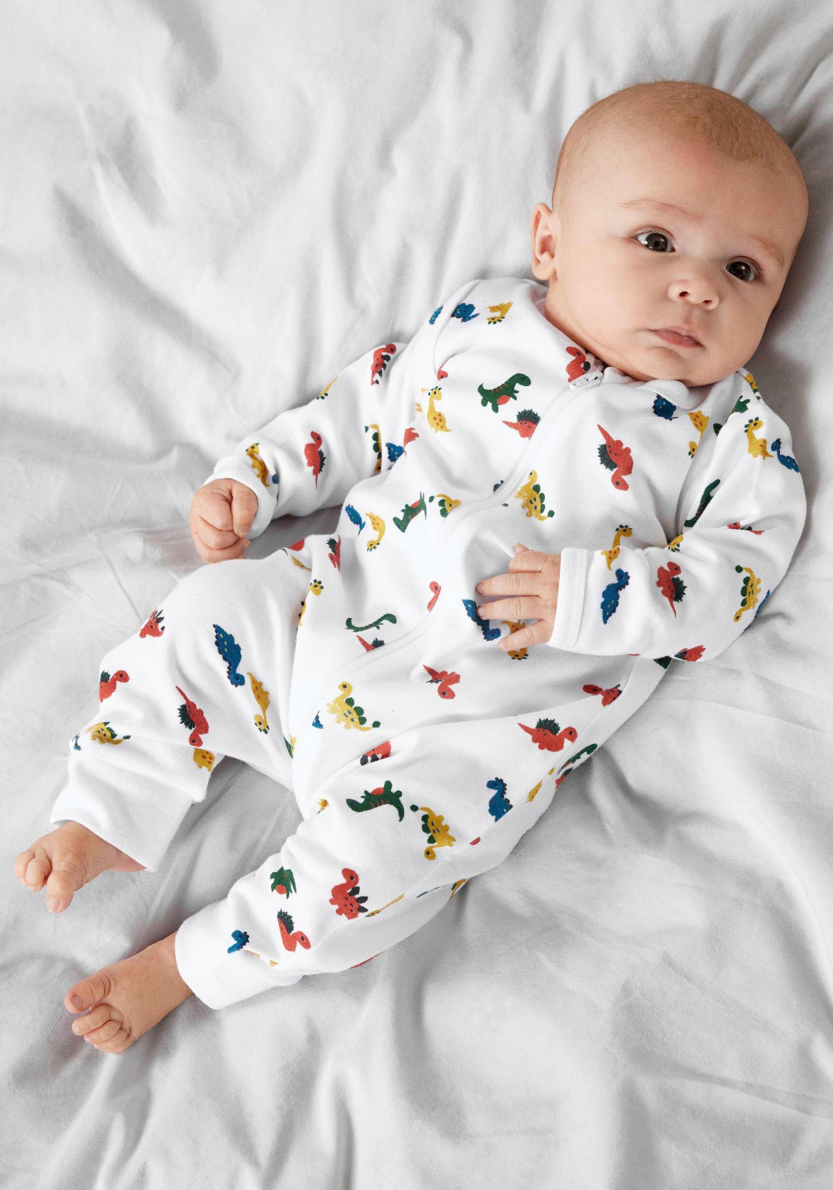 NBMNIGHTSUIT it von BRIGHT name Name Schlafanzug It DINO für ZIP NOOS, WHITE Babys Schlafanzug