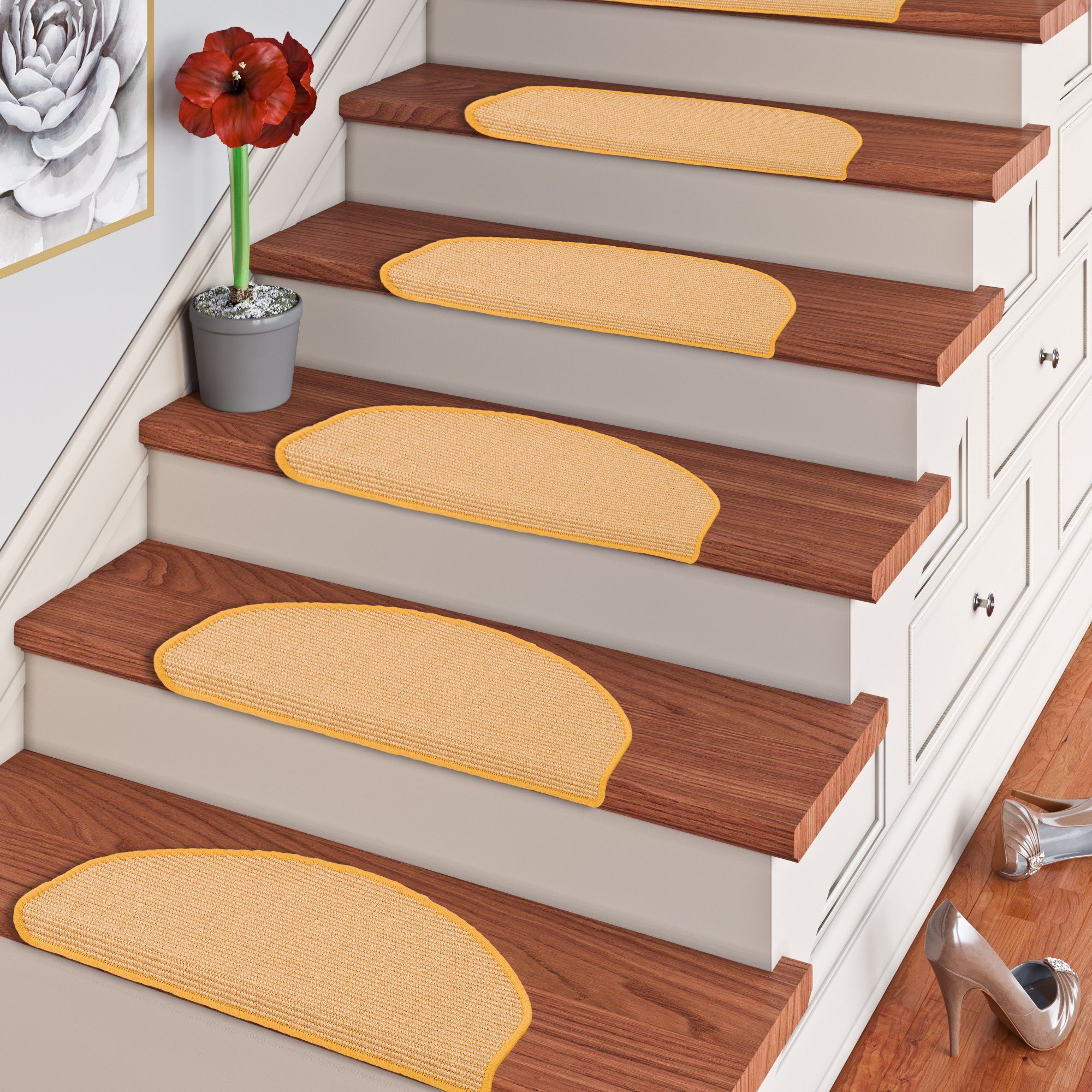 Pergamon Stufenmatte Natur Sisal Stufenmatten 15er-Set, Halbrund, Höhe: 6 mm