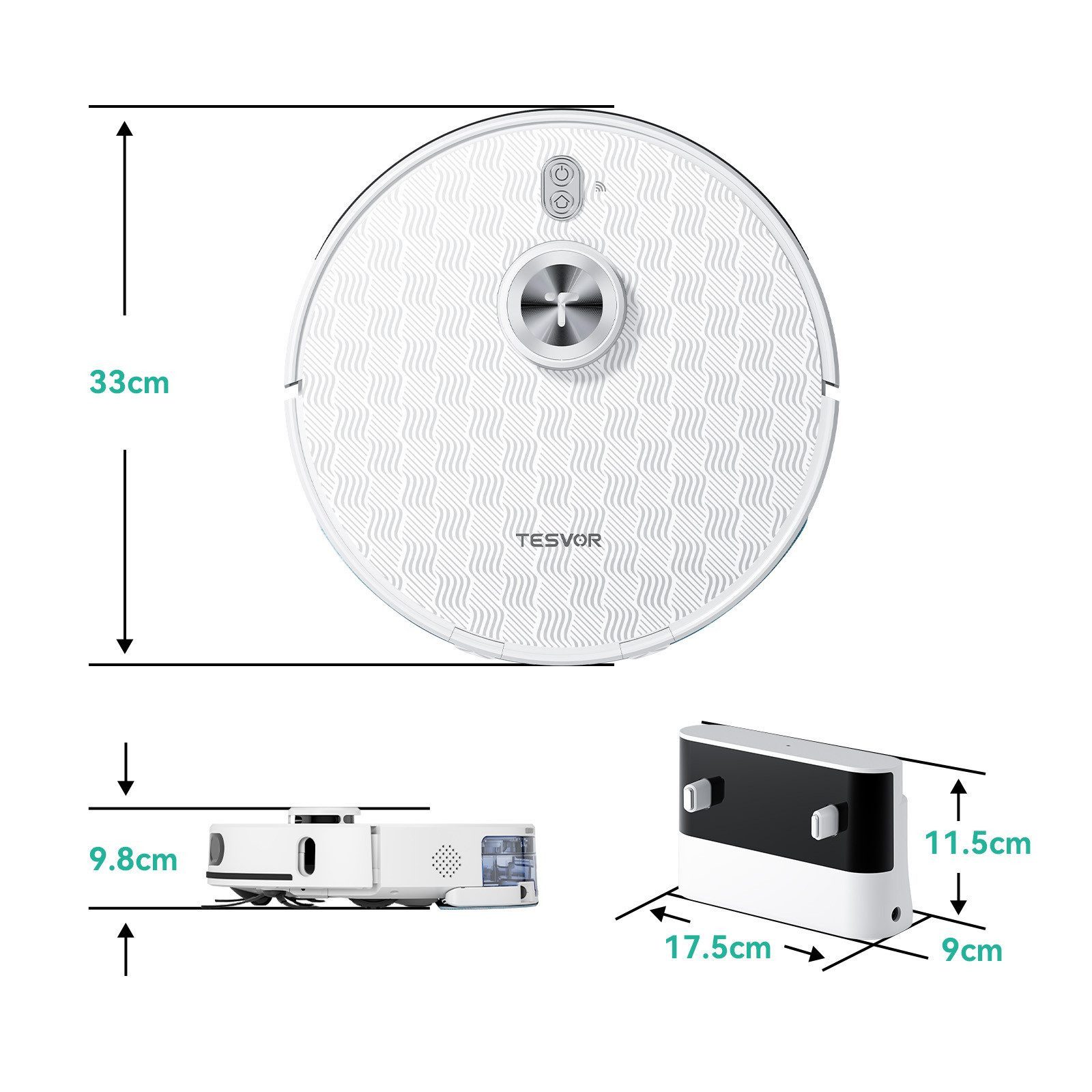 Tesvor Saugroboter 8000Pa mit Wischfunktion Lasernavigation 5100mAh 260min, 220 W, 3-in-1 Staubux und Wassertank, Ultraschall-Teppicherkennungs-Technologie