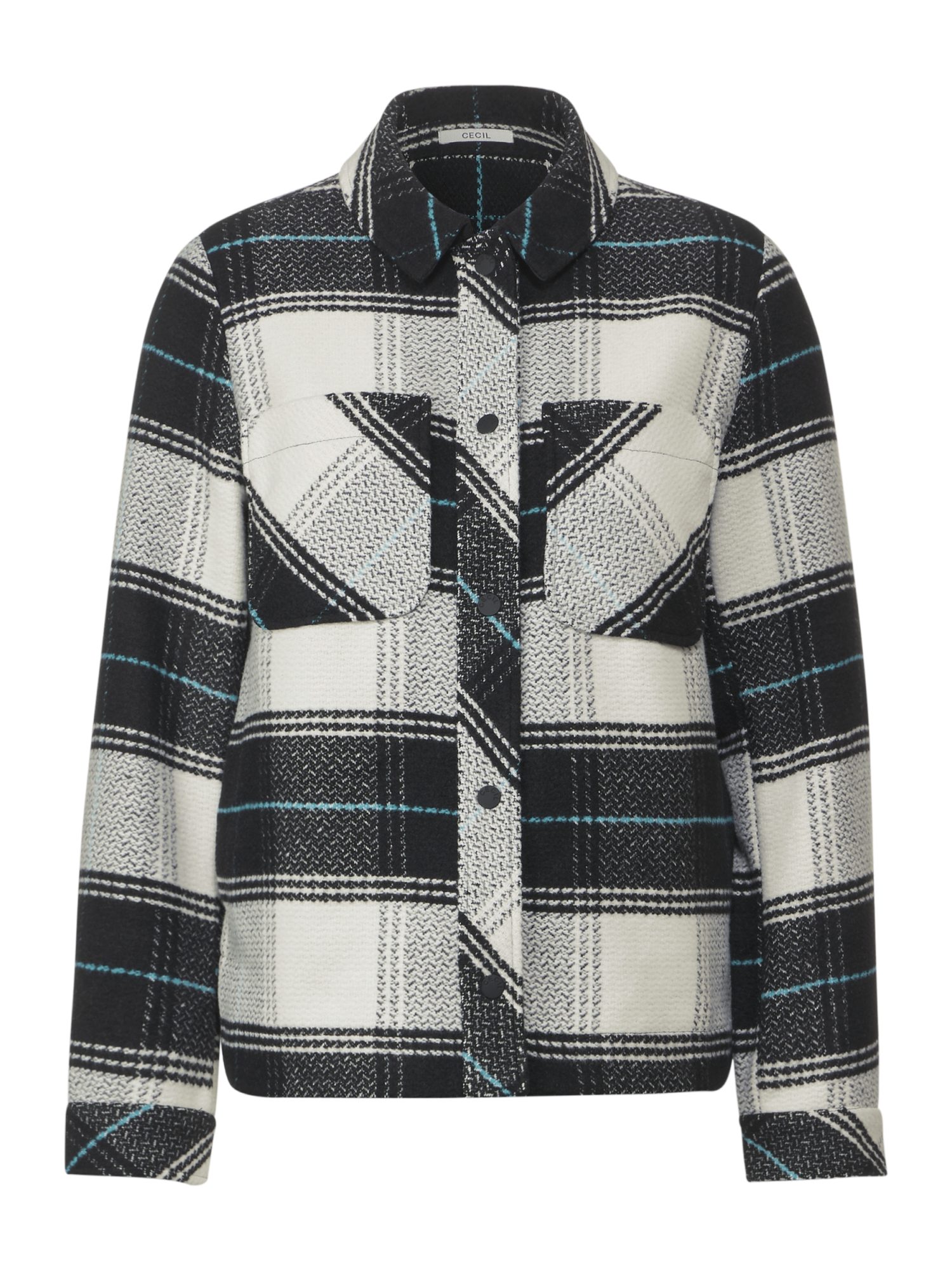 CECIL Jackenblazer schwarz,Casual,Polyester,Kariert,Hemdblusenkragen,Lang,Regular Fit