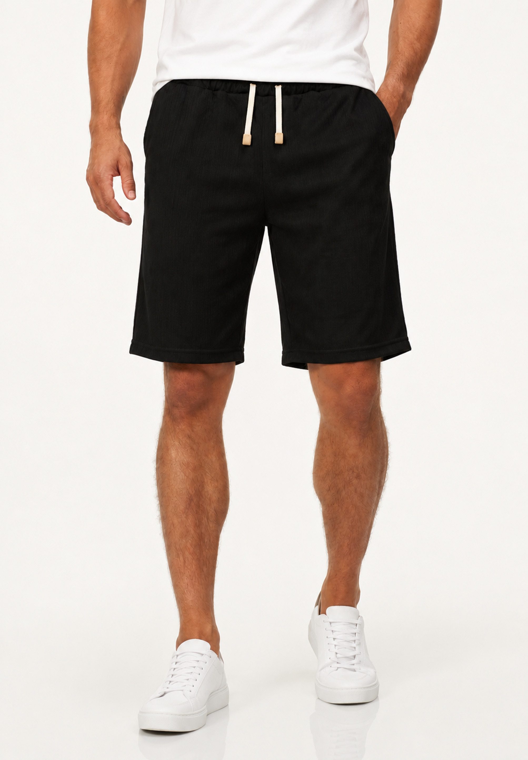 Style-Division Shorts als Sweatshorts Kurze Hose mit Rippstruktur & Gummibund Sommershorts im Regular-Fit - Bermuda Shorts für Herren