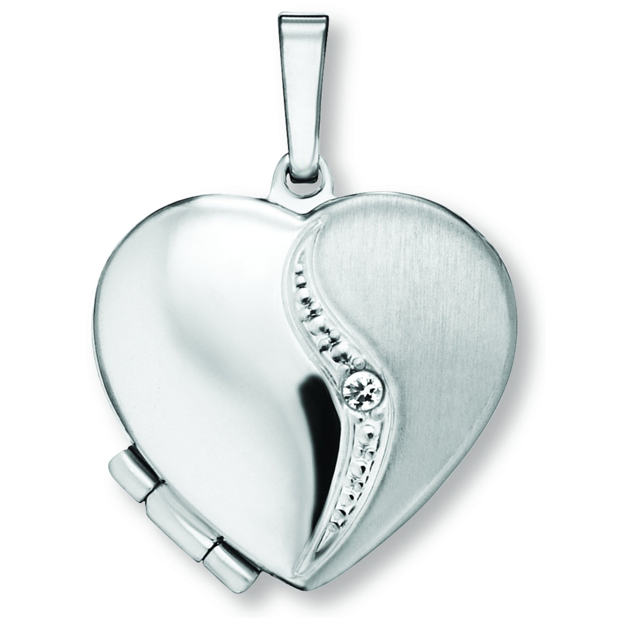 Medallionanhänger Zirkonia Medaillon Herz Medaillon aus 925 Silber