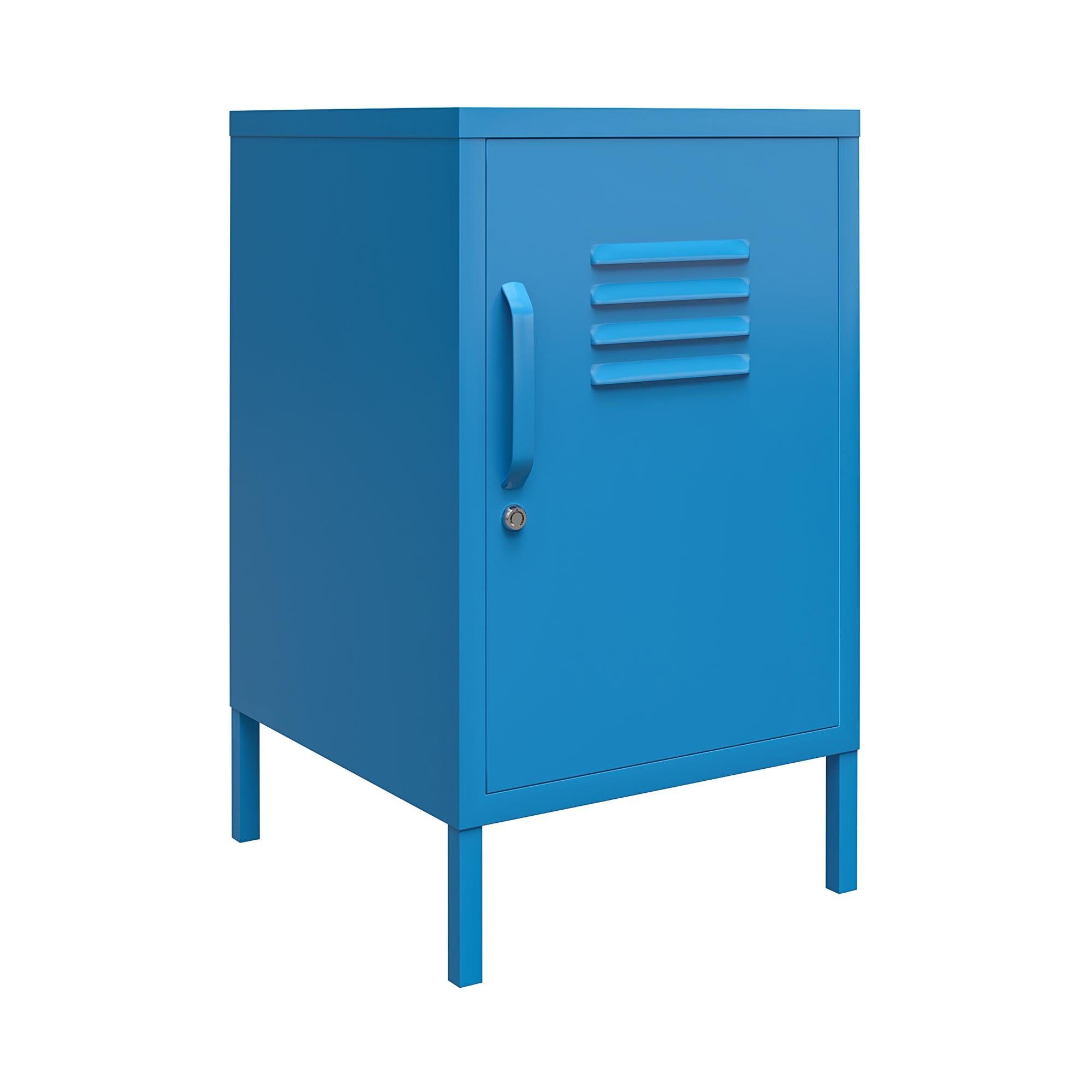 loft24 Nachtschrank Cache aus Metall im Spint-Look, abschließbar, Retro-Design blau
