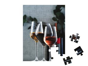 puzzleYOU Puzzle Sortiment von Weinen: Rot-, Weiß- und Roséwein, 48 Puzzleteile, puzzleYOU-Kollektionen Wein
