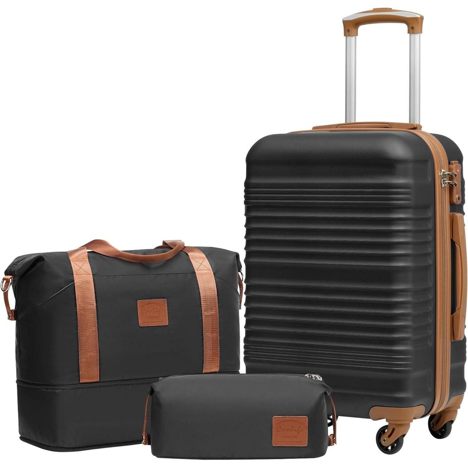 LuxusKollektion Kofferset Koffer-Set ABS Hartschale 4 Rollen TSA-Schloss Handgepäck-Set