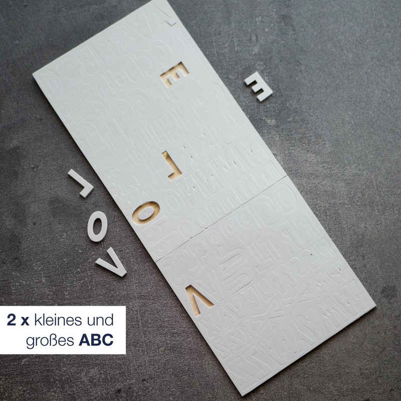 ILP Dekoobjekt »Beton Stempel A-Z«, 106 Kleine Beton Buchstaben - Großbuchstaben und Kleinbuchstaben - DIY Dekoration von Beton Objekten zum Selbstgießen