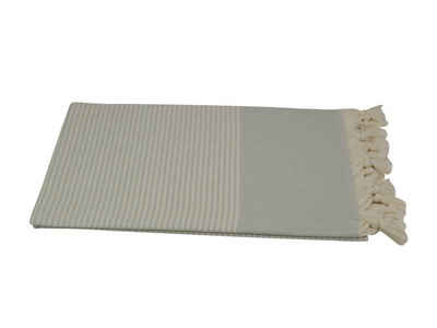 my Hamam Strandtuch Hamamtuch grau beige 100x175 cm "Strandtuch", Baumwolle (1-St), mit schönen Fransen