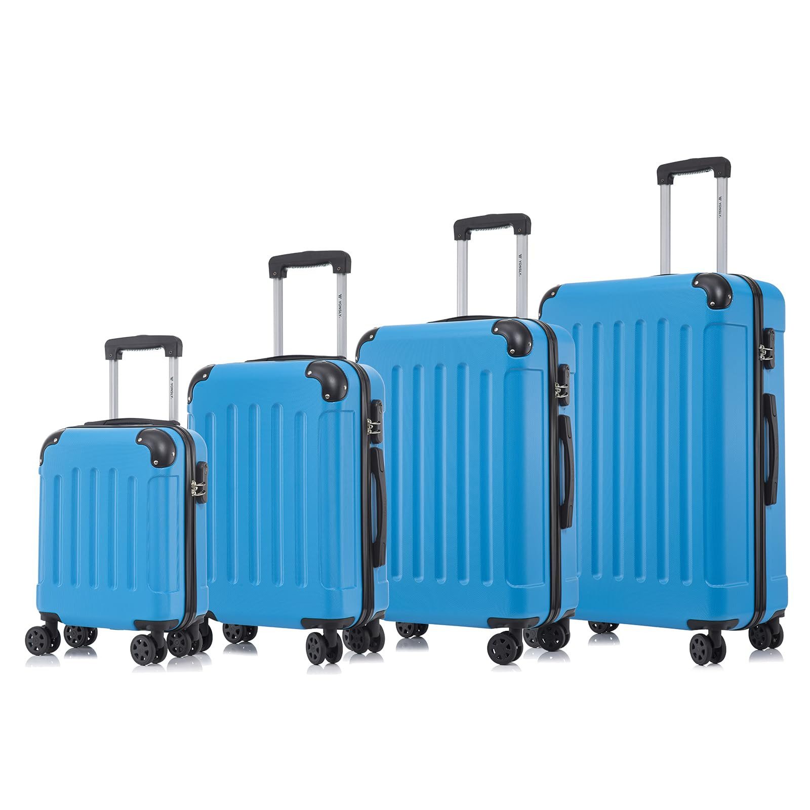 Kofferset 4er Set, Reisekoffer Trolley mit 360° Rollen ABS-Hartschalen