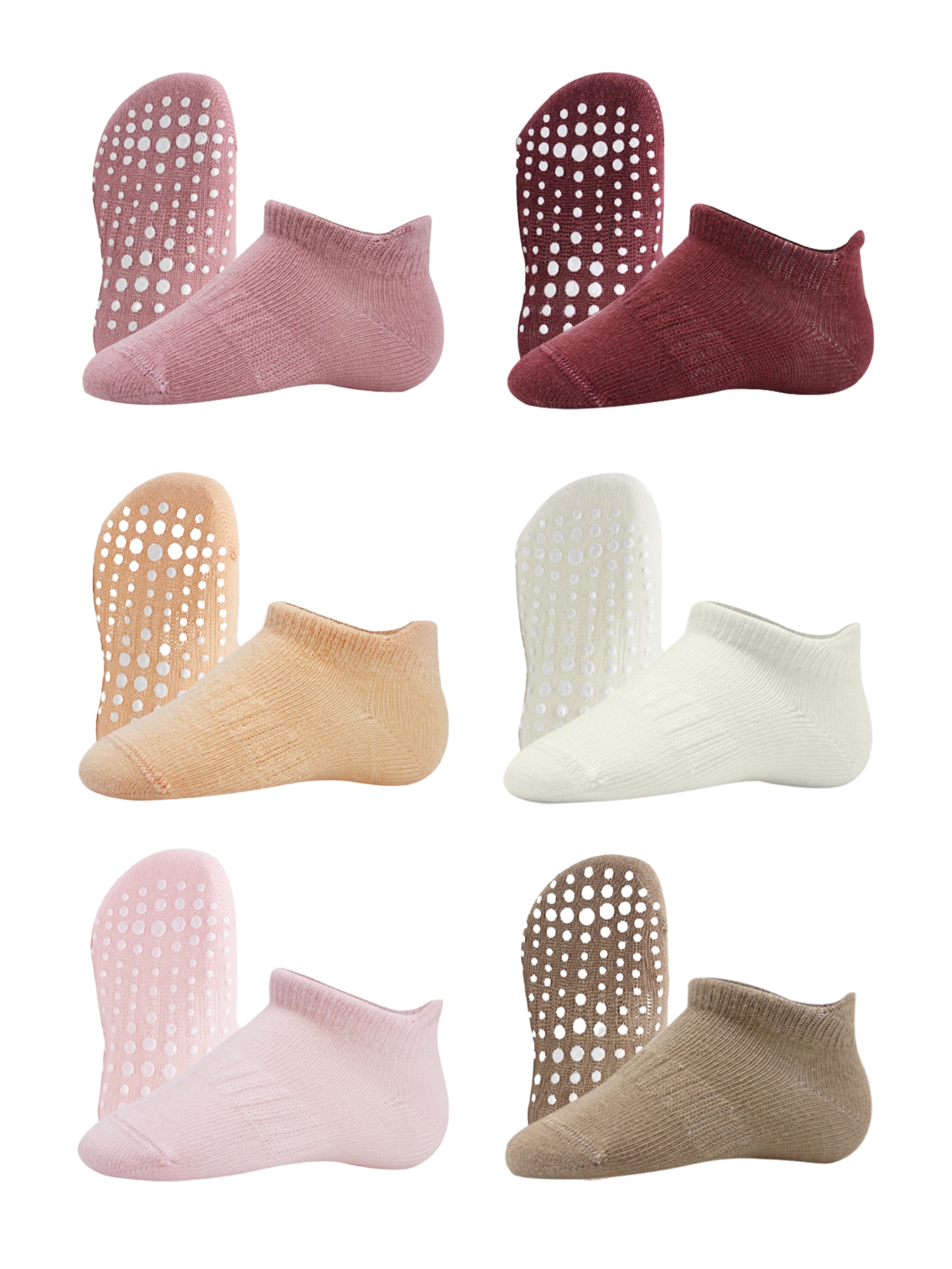 bistyle Sneakersocken (6er Pack) ABS für Babys Jungen Mädchen Babysocken Kurzsocken (Set, 6-Paar, 6er-Pack) Anti-Rutsch Bio-Baumwolle GOTS zertifiziert 0-6 Monate bis 2-3 Jahre