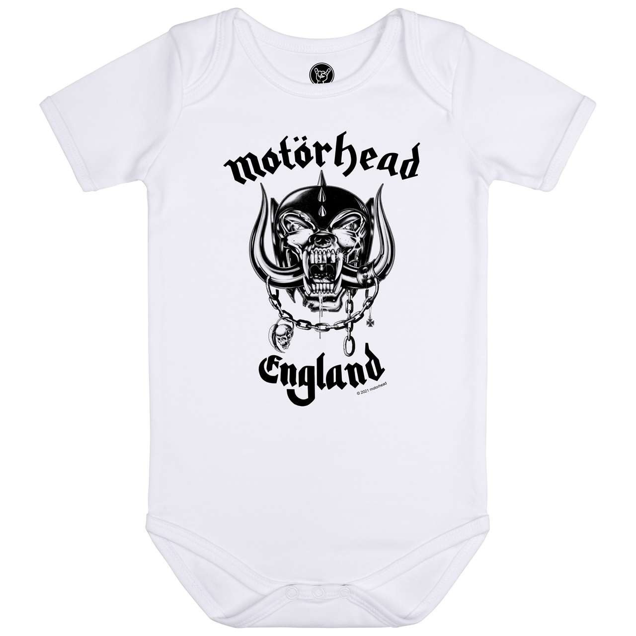 Kurzarmbody mit Motörhead (England) Aufdruck für Kinder von 2–14 Jahren