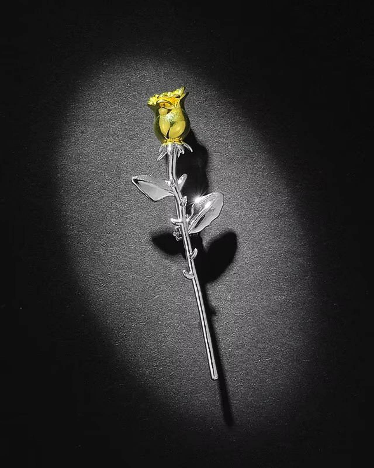 1-tlg), Rose von MayTree "Gelbe Brosche (Stück, Form in Metallbrosche gelben einer Rose" der