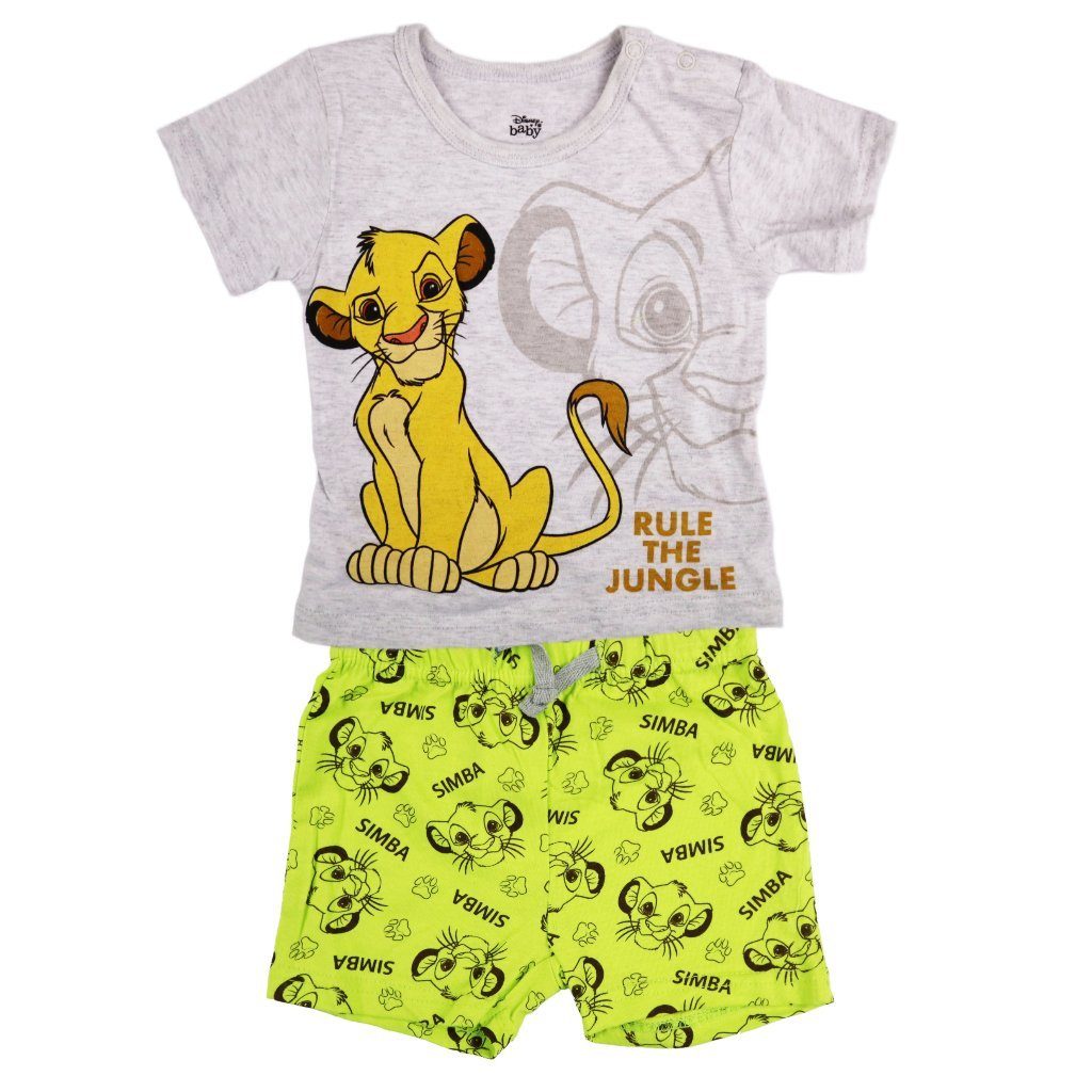 Disney Print-Shirt König der Löwen Simba Baby Shorts plus T-Shirt Gr. 62 bis 86, 100% Baumwolle Grün