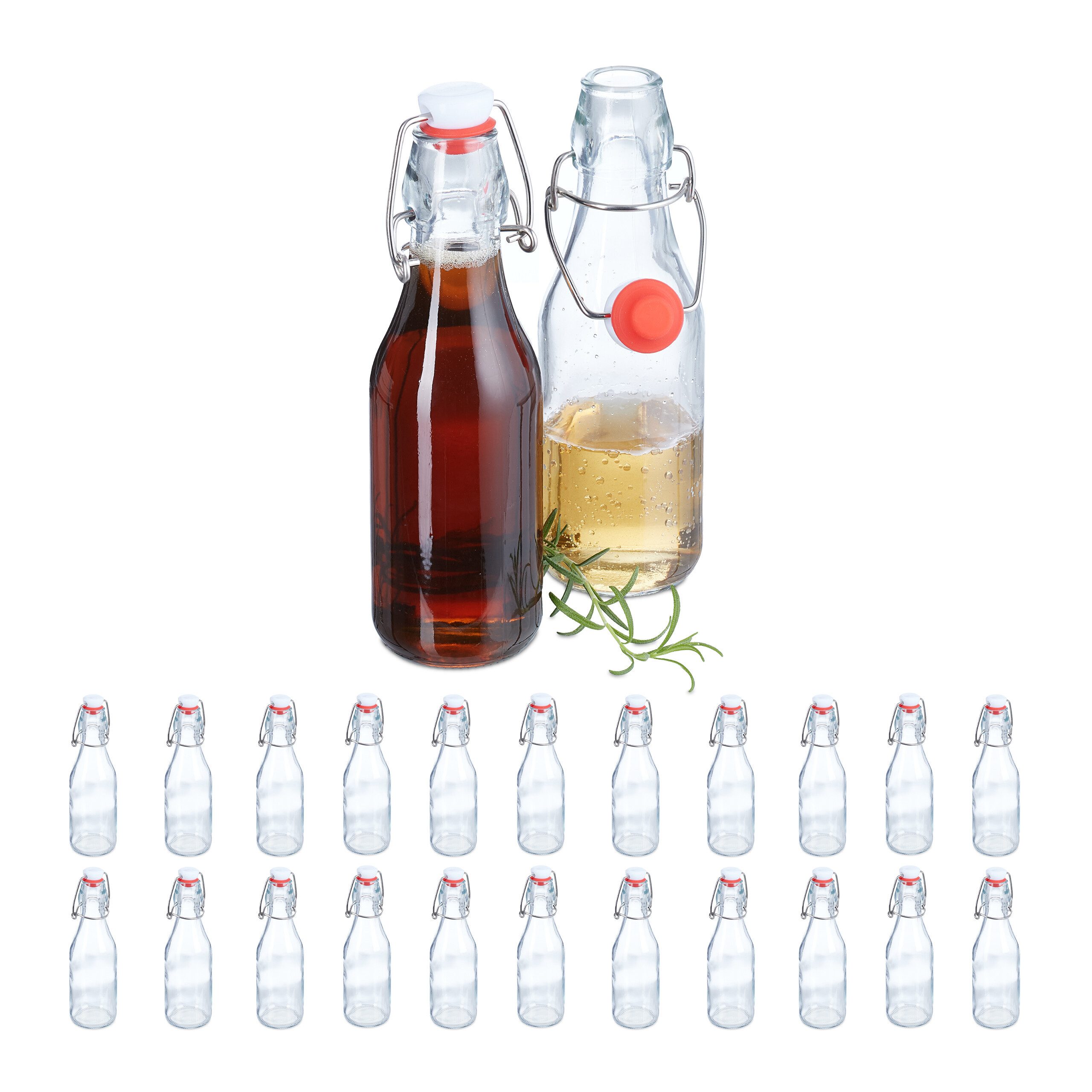 relaxdays Vorratsglas Glasflaschen Bügelverschluss 24er Set, Glas, (24er Set, 24-tlg)