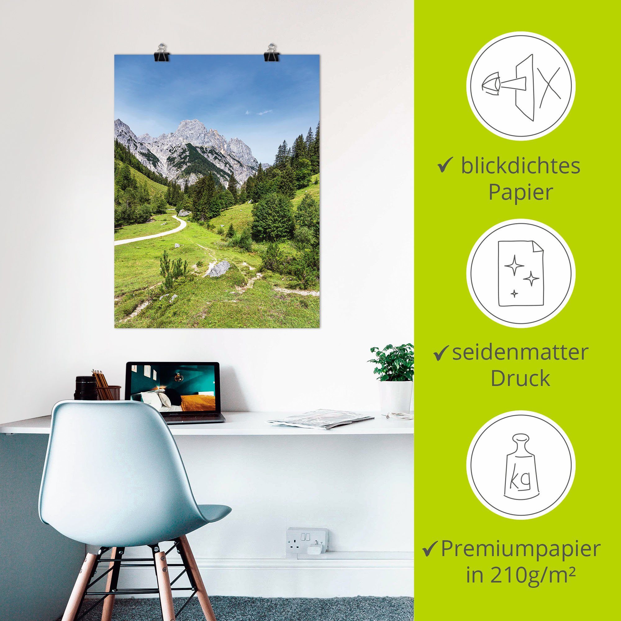 Berge Leinwandbild, & Größen St), oder Wandaufkleber Alpenbilder in Alubild, Bindalm versch. als Bayern, Wandbild Berchtesgadener Artland (1 Poster Land im