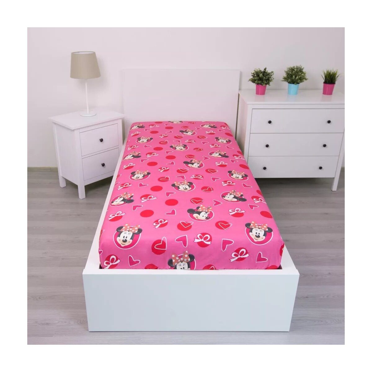 Disney Spannbettlaken Disney Minnie Hearts Spannbettlaken günstig online kaufen