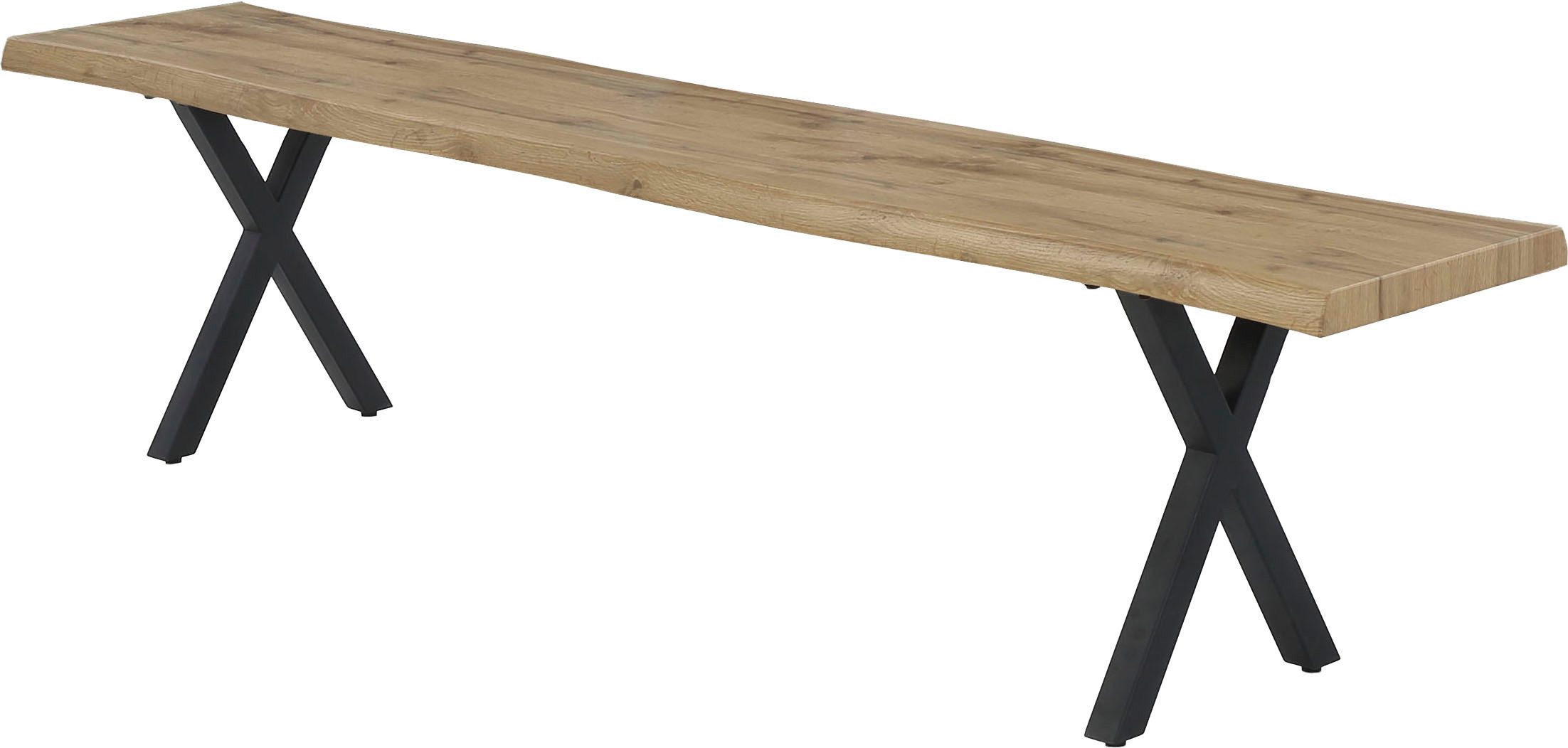 Jockenhöfer Gruppe Essgruppe Marlon, Sitzgruppe, (Set, 6-tlg, Tisch, Bank und 4 Stühle), Tischplatte und Bank Wildeiche, Stuhl anthrazit