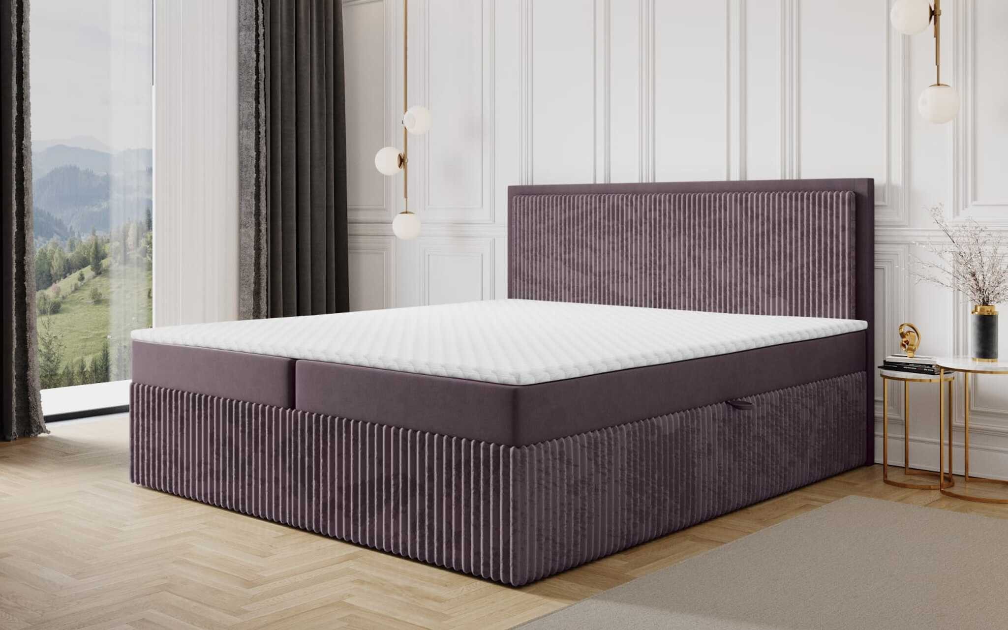 Fun Möbel Boxbett Schlafzimmerbett HIDIS Stoff Vito (200cm Länge, erhältlich auch in der Überlänge 220cm), Inkl. 2 x Bettkasten und Topper